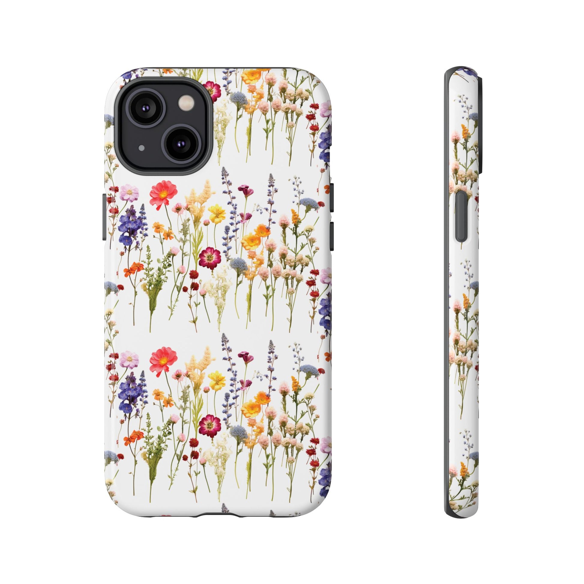White Best Phone Case Press Flowers Floral 3D Illusion Luxury Tough Case Floral Elegant Durable Stylish for Modern Devices iPhone 17, 16, 15, Samsung iPhone Samsung Accessory Gift for Her