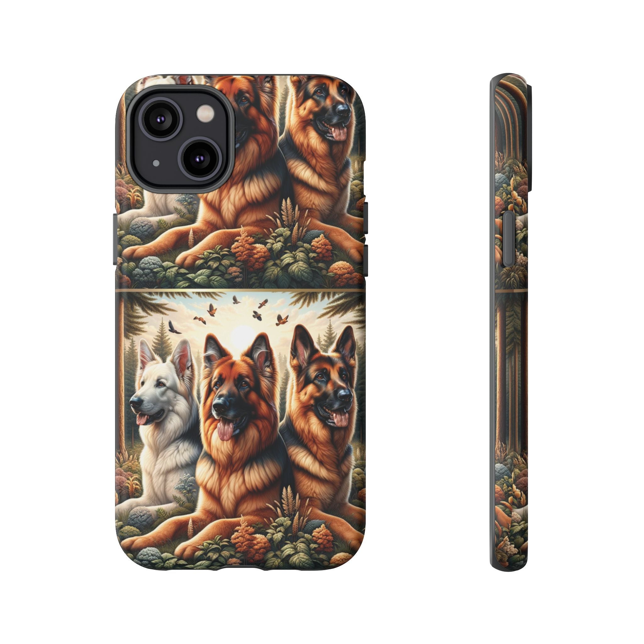 German Shepherd Phone Tough Case Floral Elegant Durable Dog Lover Devices iPhone 15, Samsung iPhone Samsung Accessory Gift for Her