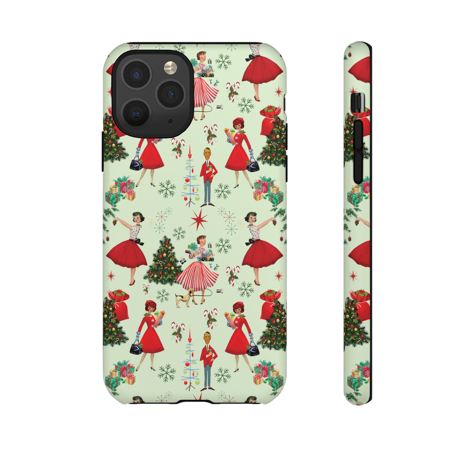 1950s Vintage Phone Case - Retro Christmas Design | Unique Holiday Protection for Your Device | Stylish & Durable Cover Gift for Her Phone 15, Samsung iPhone Samsung Accessory Gift for Her