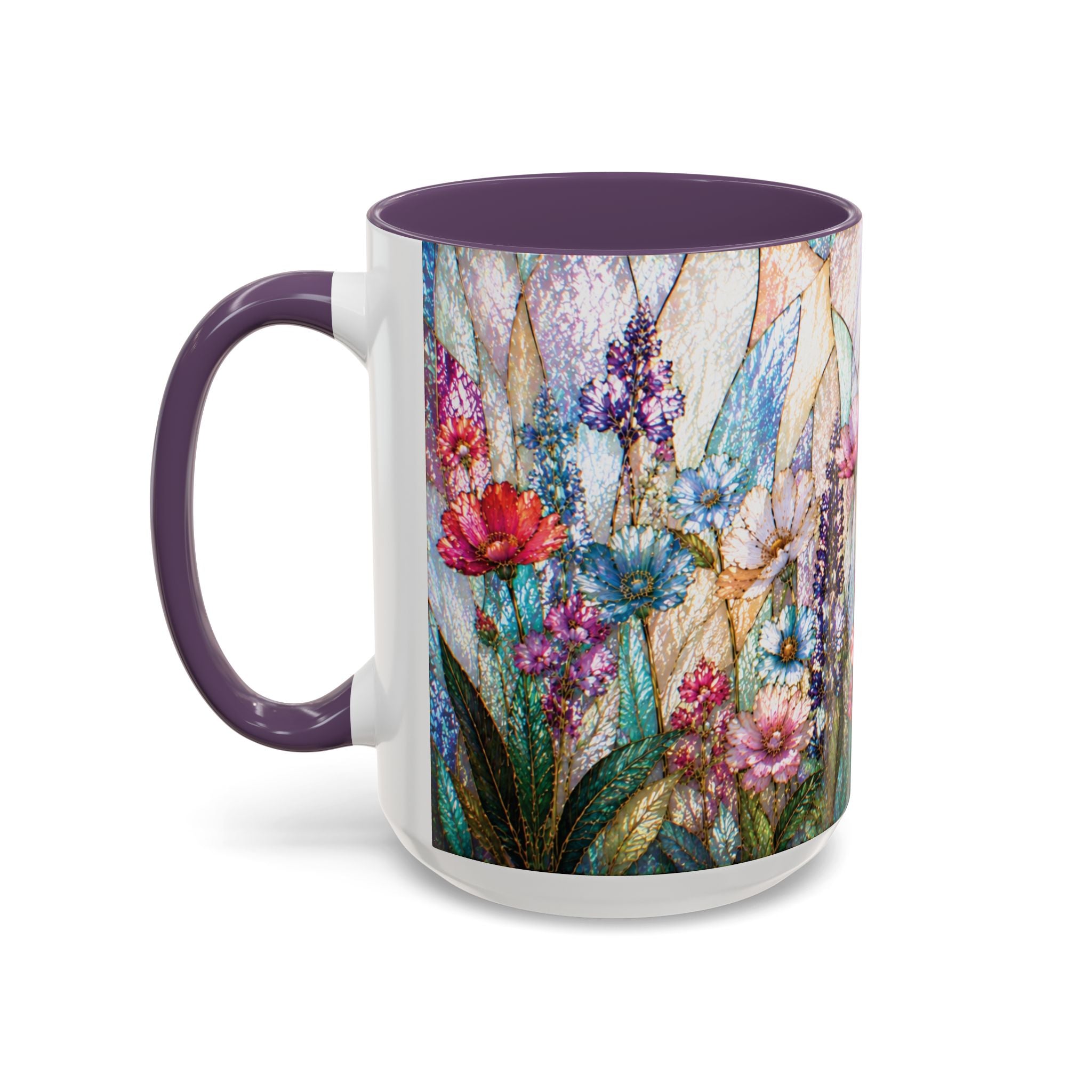 Wildflower Watercolor Coffee Mug Vibrant Wildflower Accent 11/15oz Stain Glass Illusion