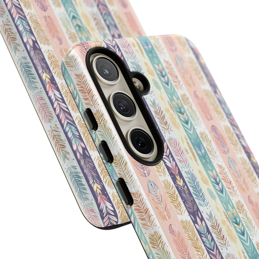 Coque de téléphone abstraite moderne aquarelle Plumes pastel bohème compatible avec iPhone, Samsung et plus - Protection élégante et durable avec un design artistique éclatant, cadeau parfait pour elle