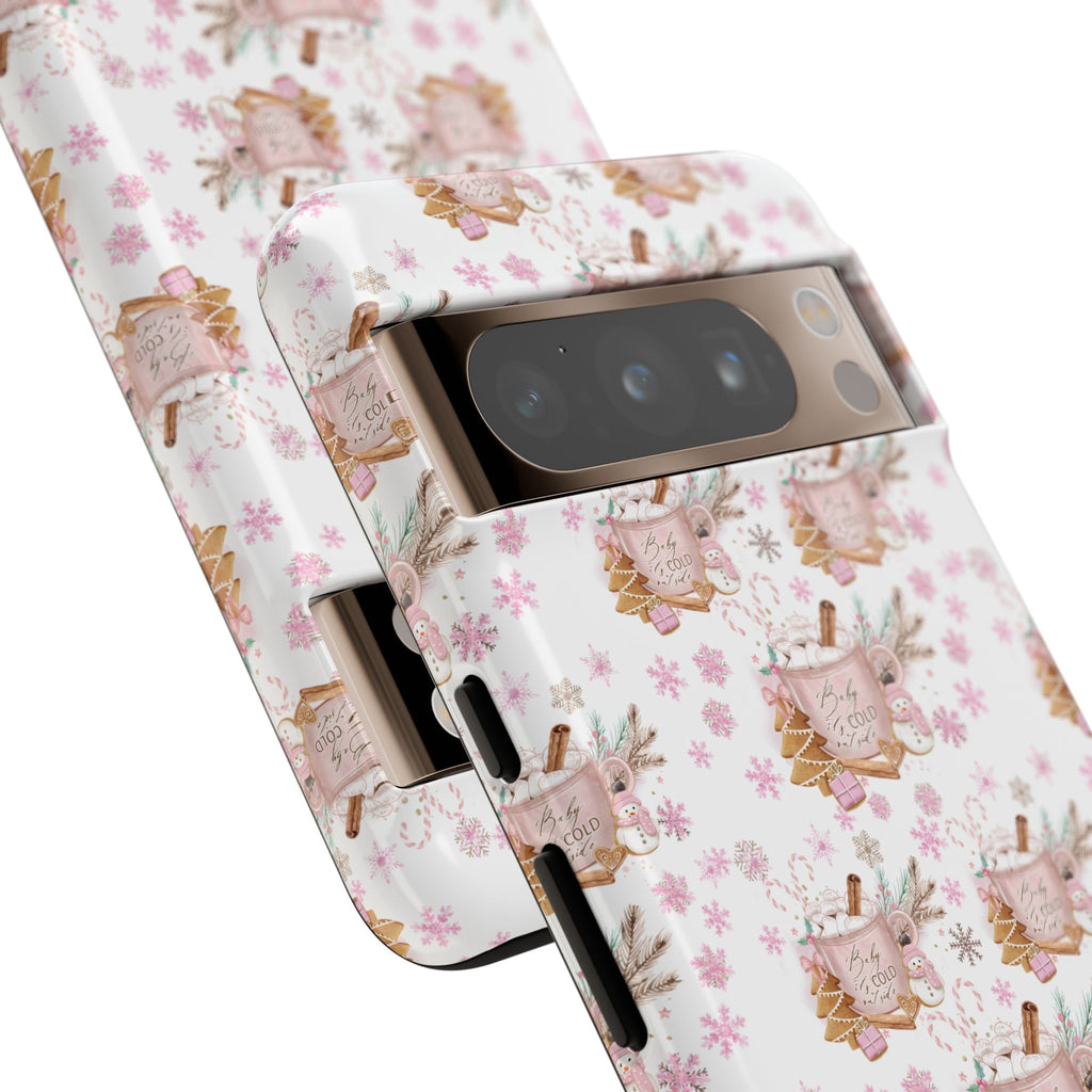 Baby it's Cold Outside Pink and White Phone Case Unique Holiday Protection for Your Device | Stylish & Durable Cover Gift for Her Phone 15, Samsung iPhone Samsung Accessory Gift for Her