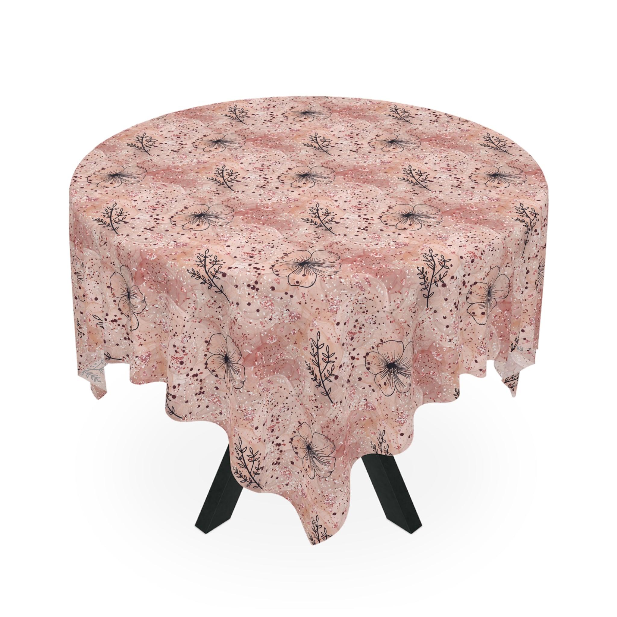 Pink BOHO Enchanting Cottagecore Tablecloth Perfect for Rustic Elegance and Nature-Inspired Dining Elegant, Washable Linens for Home, Weddings, Birthdays all Events Durable & Stylish for All Occasions - MRSBYVALLE