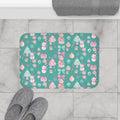 Glam Christmas Bath Mat – Pink and Turquoise Holiday Bathroom Decor, Soft Non-Slip Mat for Festive Vibes, Cozy  Stylish Winter Accent