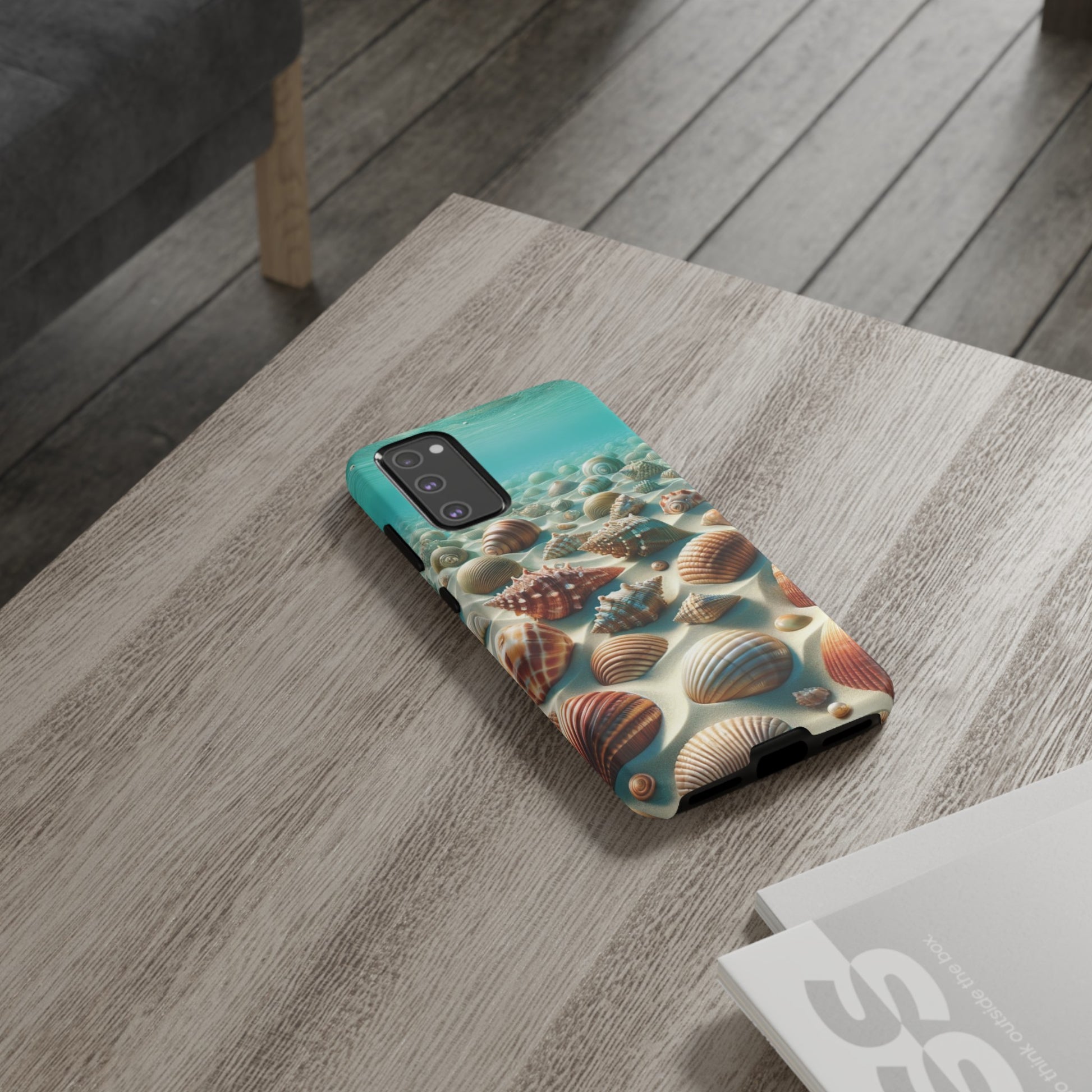 Plush Ocean Bliss Turquoise Seashell Ocean Beach View Protective Phone Case Gift for Her Phone 15, Samsung iPhone Samsung Gift for Her Case iPhone 15, Samsung iPhone Samsung Accessory Gift for Her.