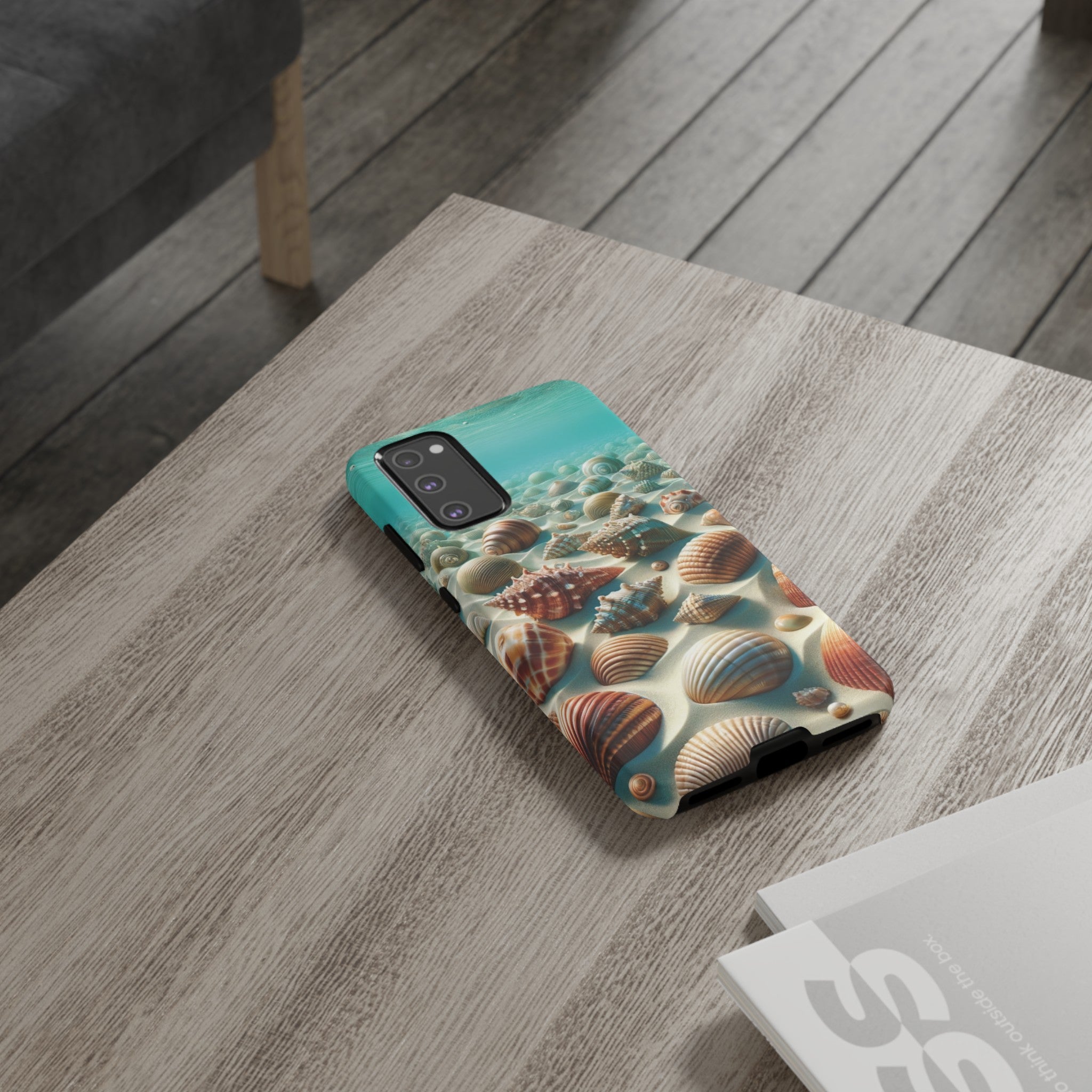Plush Ocean Bliss Turquoise Seashell Ocean Beach View Protective Phone Case Gift for Her Phone 15, Samsung iPhone Samsung Gift for Her Case iPhone 15, Samsung iPhone Samsung Accessory Gift for Her.