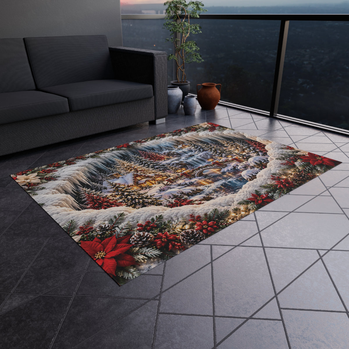 Winter Wonderland Christmas Outdoor Rug