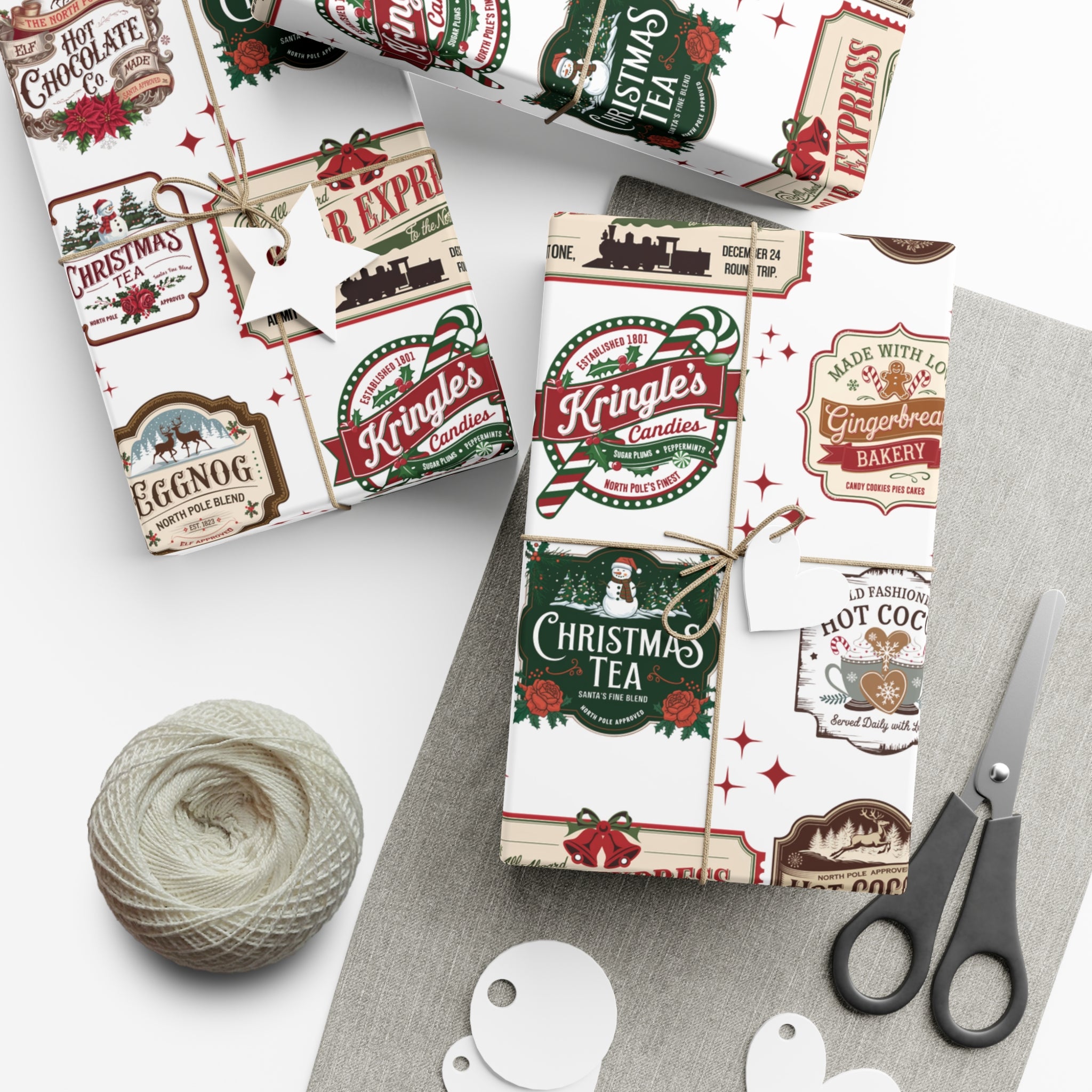 Vintage Christmas Stamps Wrapping Paper Festive Holiday Gift Wrap with Retro-Inspired Designs, Perfect for Christmas Presents, Crafting, & Holiday Decor – Premium Quality - MRSBYVALLE