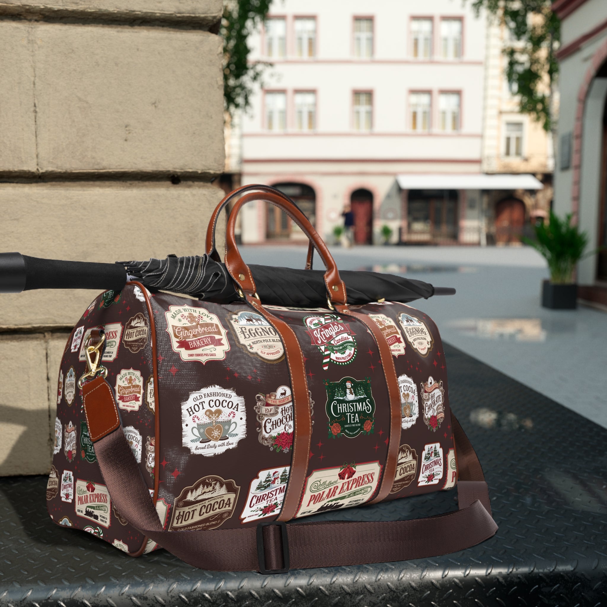 Retro Christmas Signs Travel Bag Perfect for Holiday Trips & Weekend Getaways Stylish & Durable Overnight Bag with Vintage-Inspired Holiday Design for Festive Travel - MRSBYVALLE