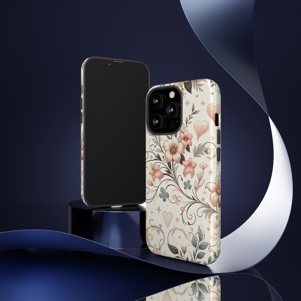 Floral Design Luxury Phone Tough Case Floral Elegant Durable Stylish for Modern Devices iPhone 17, 16 15, Samsung iPhone Samsung Accessory Gift for Her