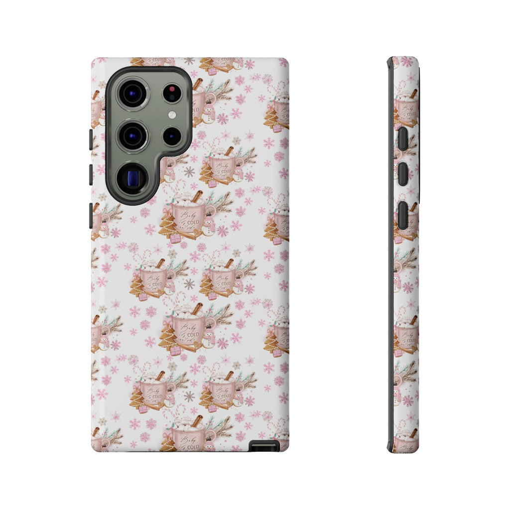 Baby it's Cold Outside Pink and White Phone Case Unique Holiday Protection for Your Device | Stylish & Durable Cover Gift for Her Phone 15, Samsung iPhone Samsung Accessory Gift for Her