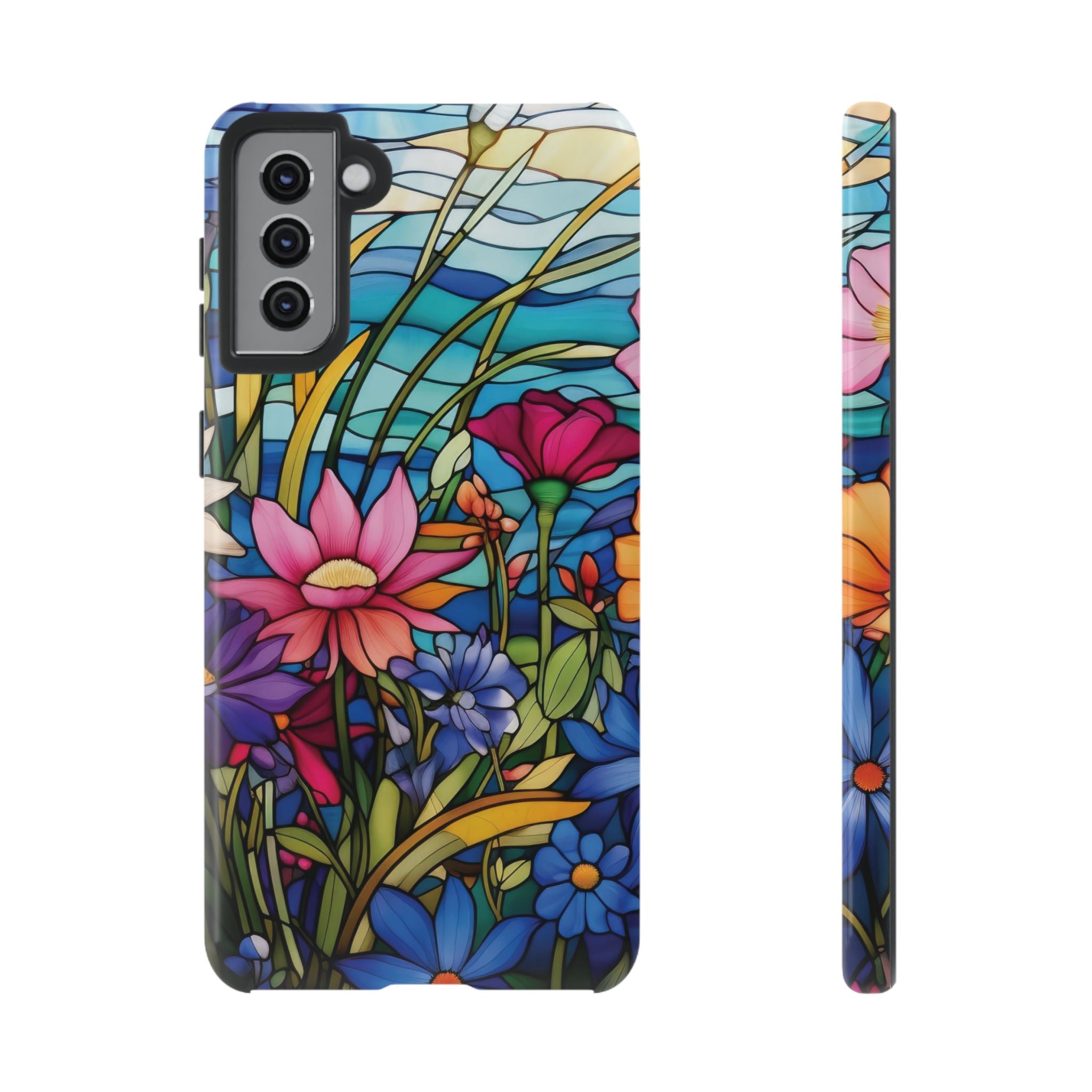 Wildflowers Stain Glass Illusion Phone Case Unique Holiday Protection for Your Device | Stylish & Durable Cover Gift for Her Phone 15, Samsung iPhone Samsung Accessory Gift for Her