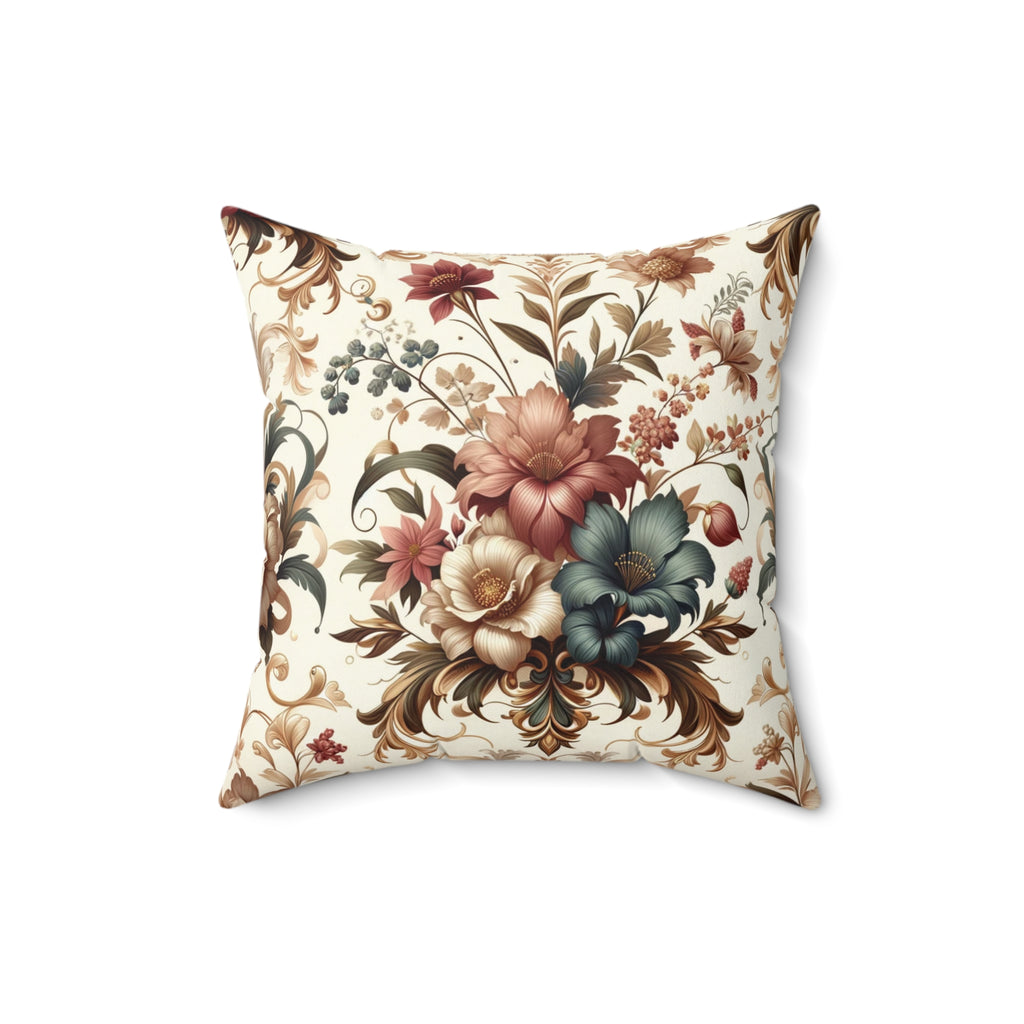 Romantic Floral Heart square Pillow Ideal Wedding Mother's Day Gift Luxurious Home Gold Luxurious Elegant Home Living Room Comfort for Bedroom or Housewarming Gift New House, Bridal Shower Gift.