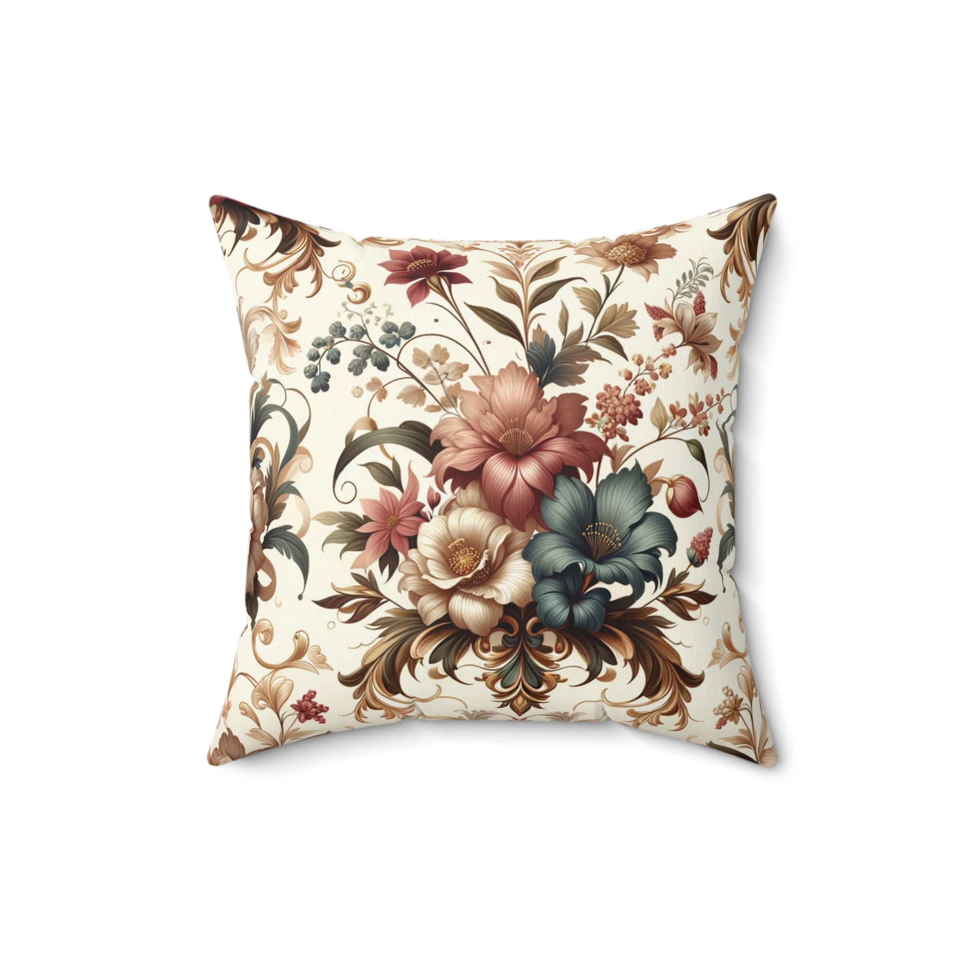 Romantic Floral Heart square Pillow Ideal Wedding Mother's Day Gift Luxurious Home Gold Luxurious Elegant Home Living Room Comfort for Bedroom or Housewarming Gift New House, Bridal Shower Gift.