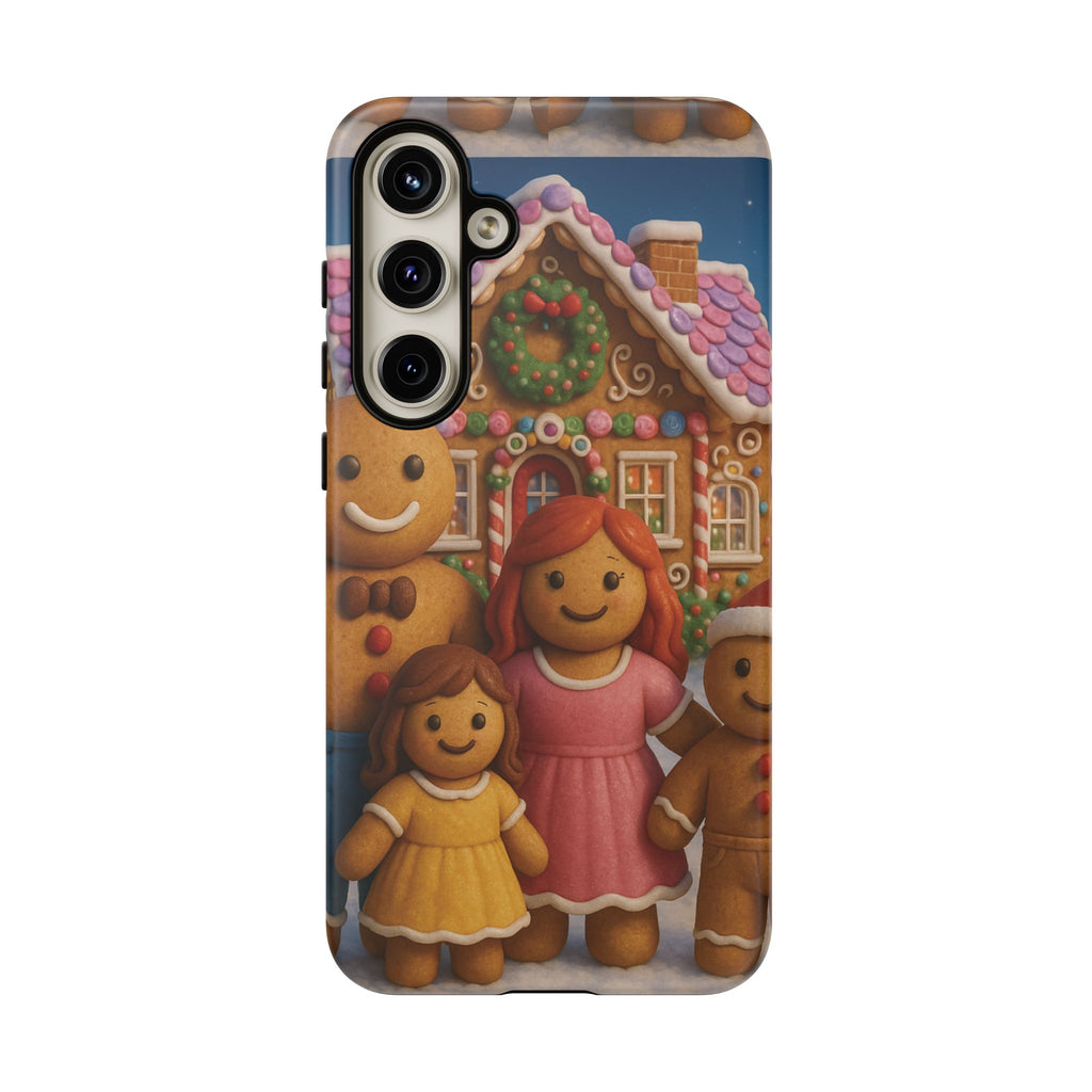 Coque de téléphone esthétique Famille en Pain d'Épices – Design d'inspiration vintage sur le thème de Noël – Étui stylé pour modèles iPhone et Samsung Galaxy