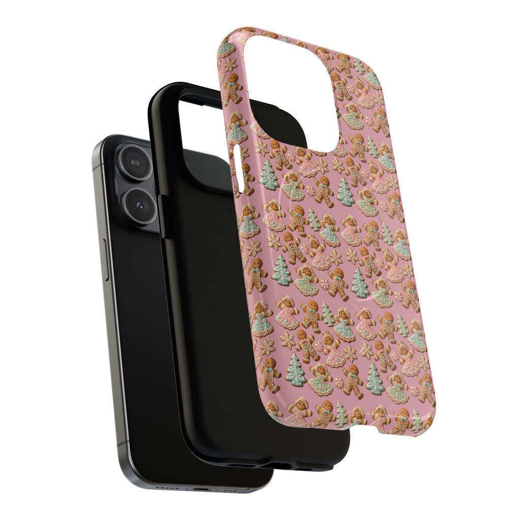 Phone Case — Pink Gingerbread Cookies Pattern Tough Magnetic Case