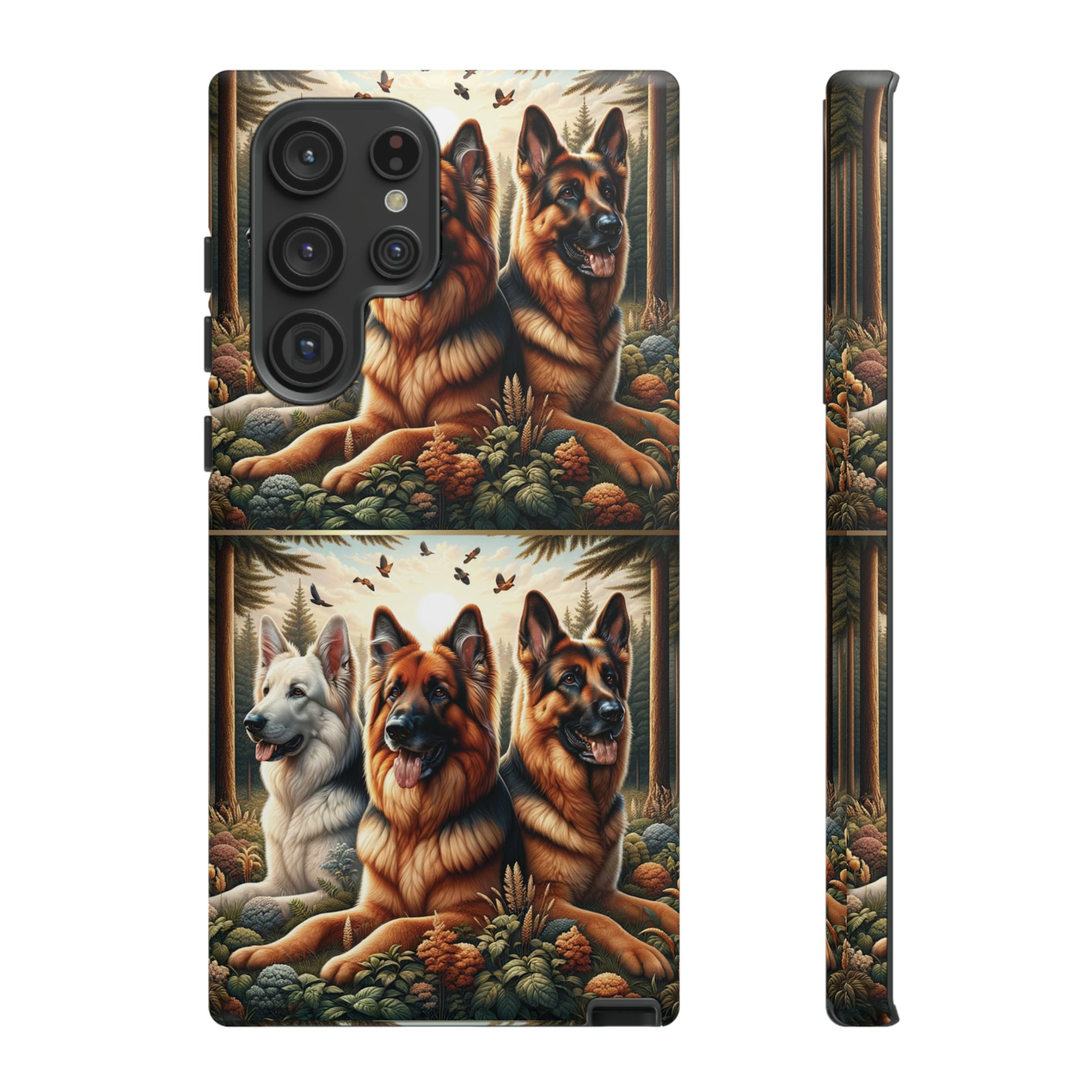 German Shepherd Phone Tough Case Floral Elegant Durable Dog Lover Devices iPhone 15, Samsung iPhone Samsung Accessory Gift for Her.