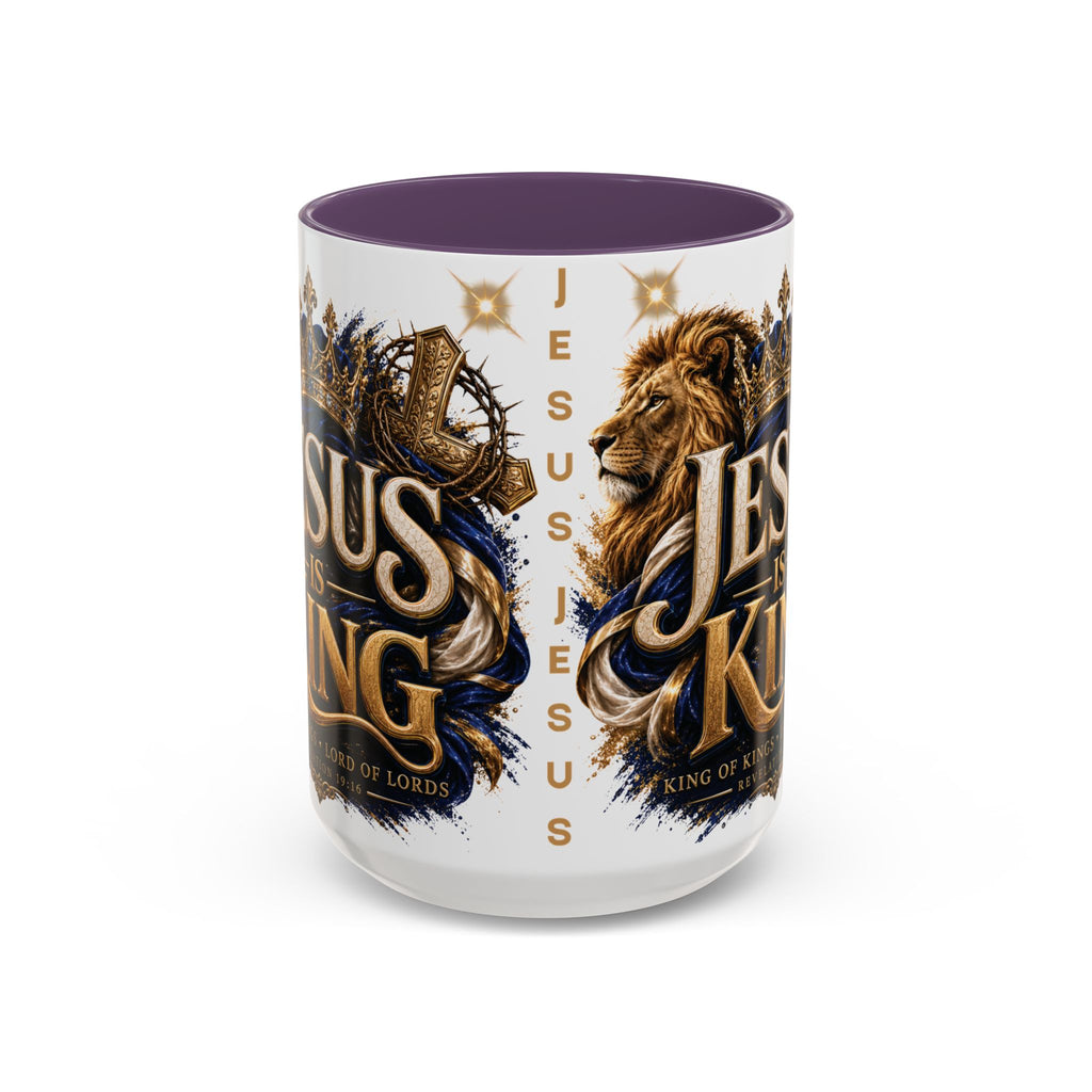 Jesus Is King Coffee Mug Christian Faith Accent Mug (11/15oz) Gift for Dad Mom