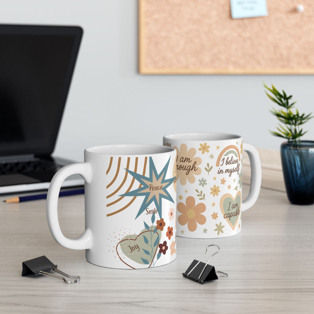 Affirmation Mug: I Am Worthy, I Am Capable, Peace - Daily Motivation, Self-Love Gift, Mindfulness - Positive Quote Coffee Cup for her