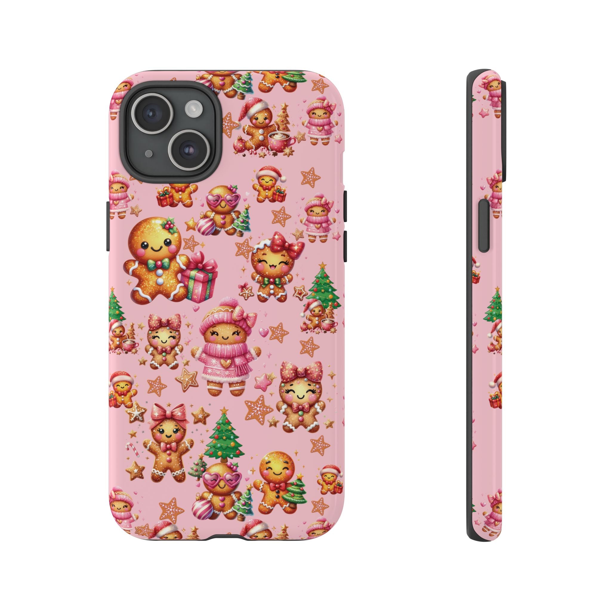 Adorable Pink Gingerbread Girl Phone Case Girly Holiday Vibes, Sweet Christmas Aesthetic, Cute & Festive Gift Idea for Her, Fun Protective Cover