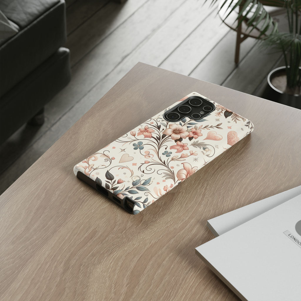 Floral Design Luxury Phone Tough Case Floral Elegant Durable Stylish for Modern Devices iPhone 17, 16 15, Samsung iPhone Samsung Accessory Gift for Her