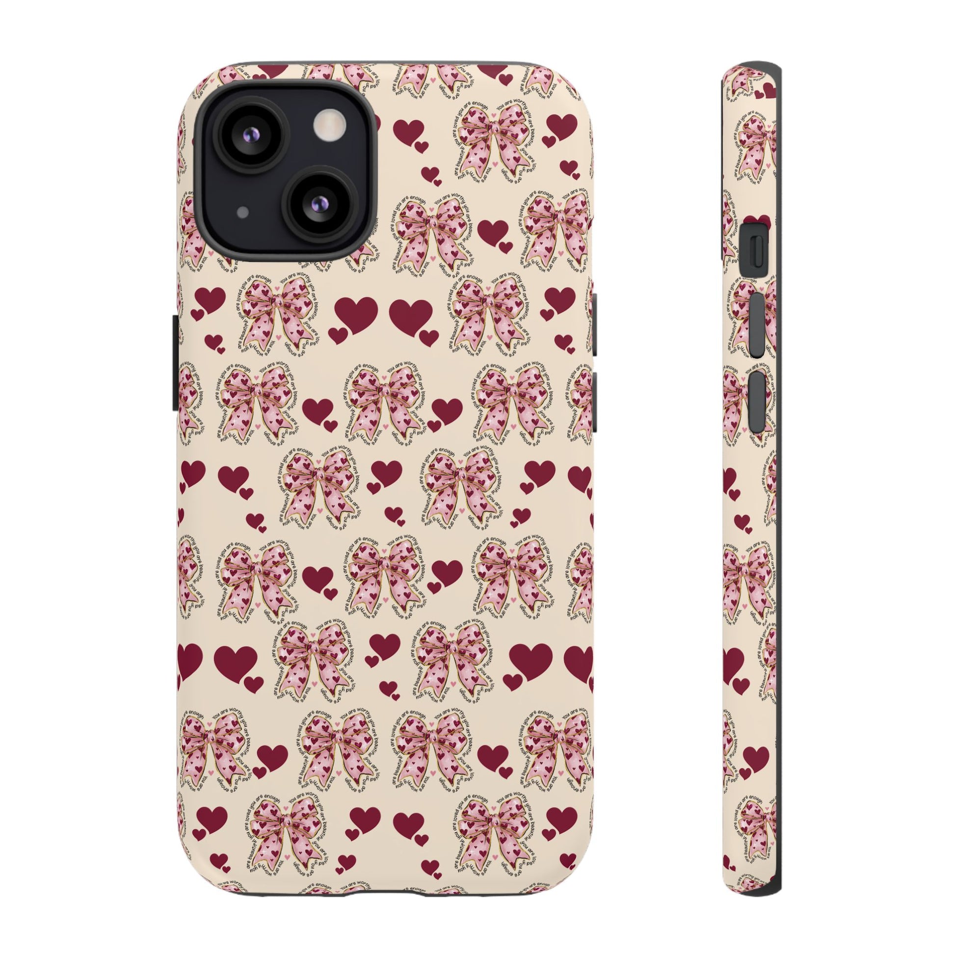 Charming Hearts & Pink Bows Phone Case Stylish & Durable Protection for Your Device | Scratch-Resistant, Slim Fit, and Lightweight Design for Everyday Use for iPhone & Android | Fresh Nature-Inspired Design!