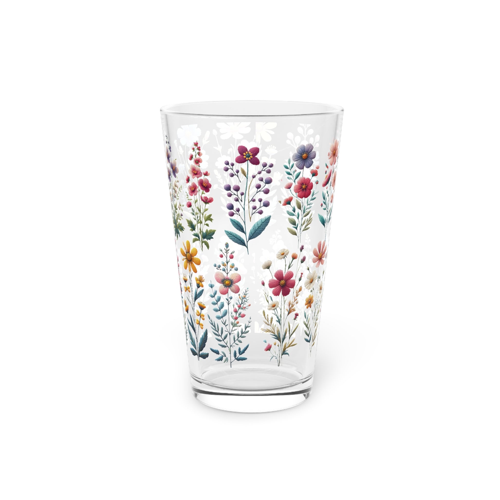 Best Beautiful Wildflower 16 oz Pint Glass Floral Design for Refreshing Drinks Perfect for Home Bars, Parties, and Everyday and Durable Perfect for Parties - MRSBYVALLE