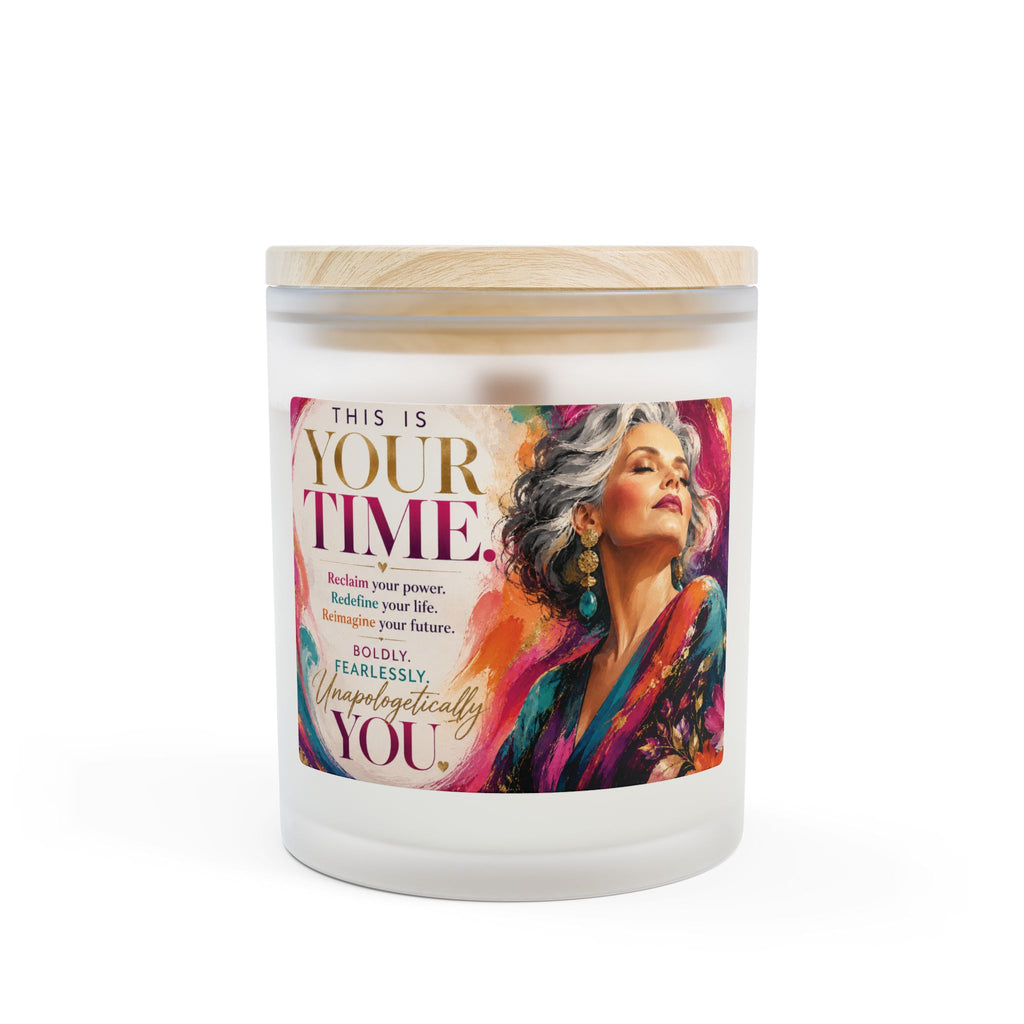 Frosted Glass Candle — "This is Your TIME" 11oz Inspirational Scented Candle