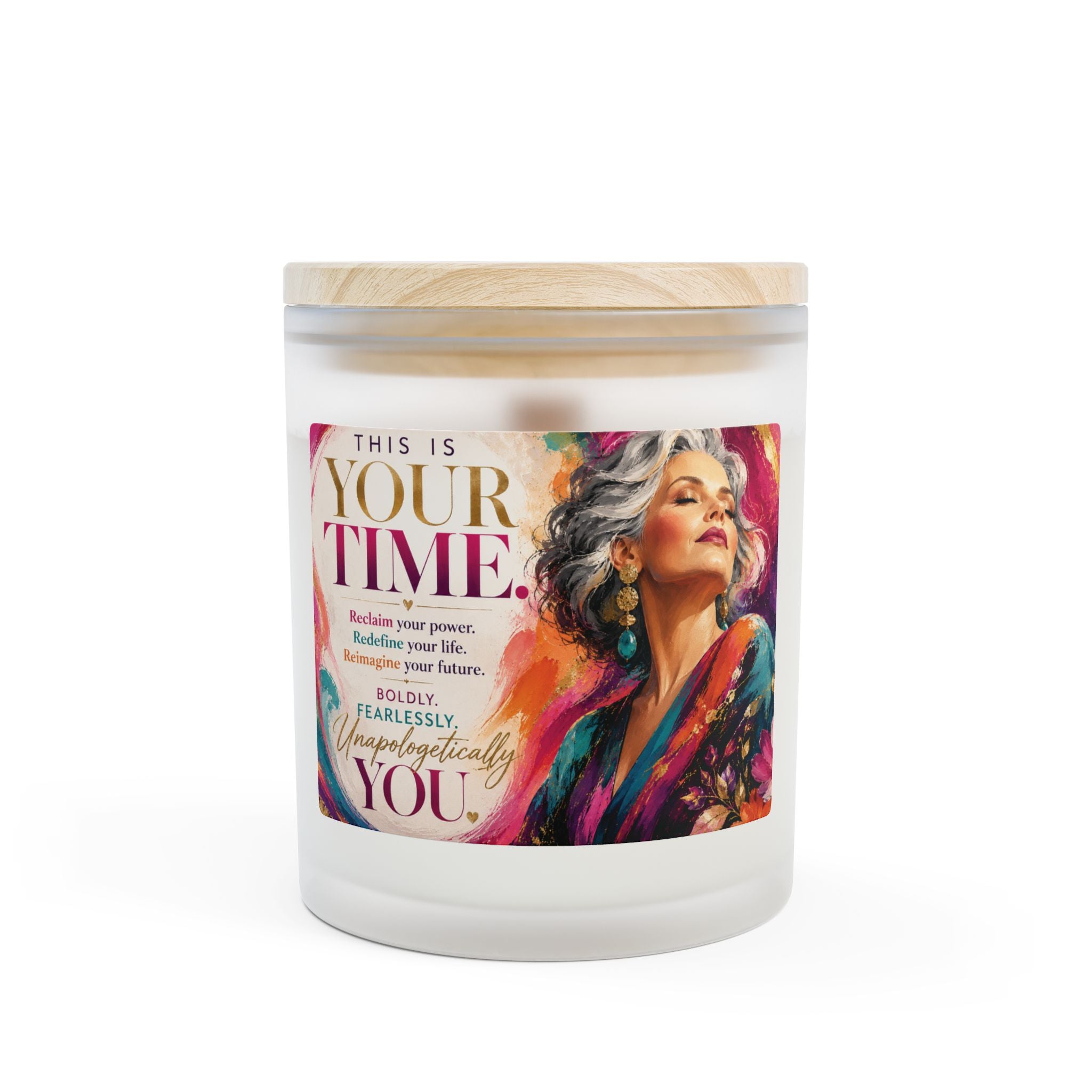 Frosted Glass Candle — "This is Your TIME" 11oz Inspirational Scented Candle