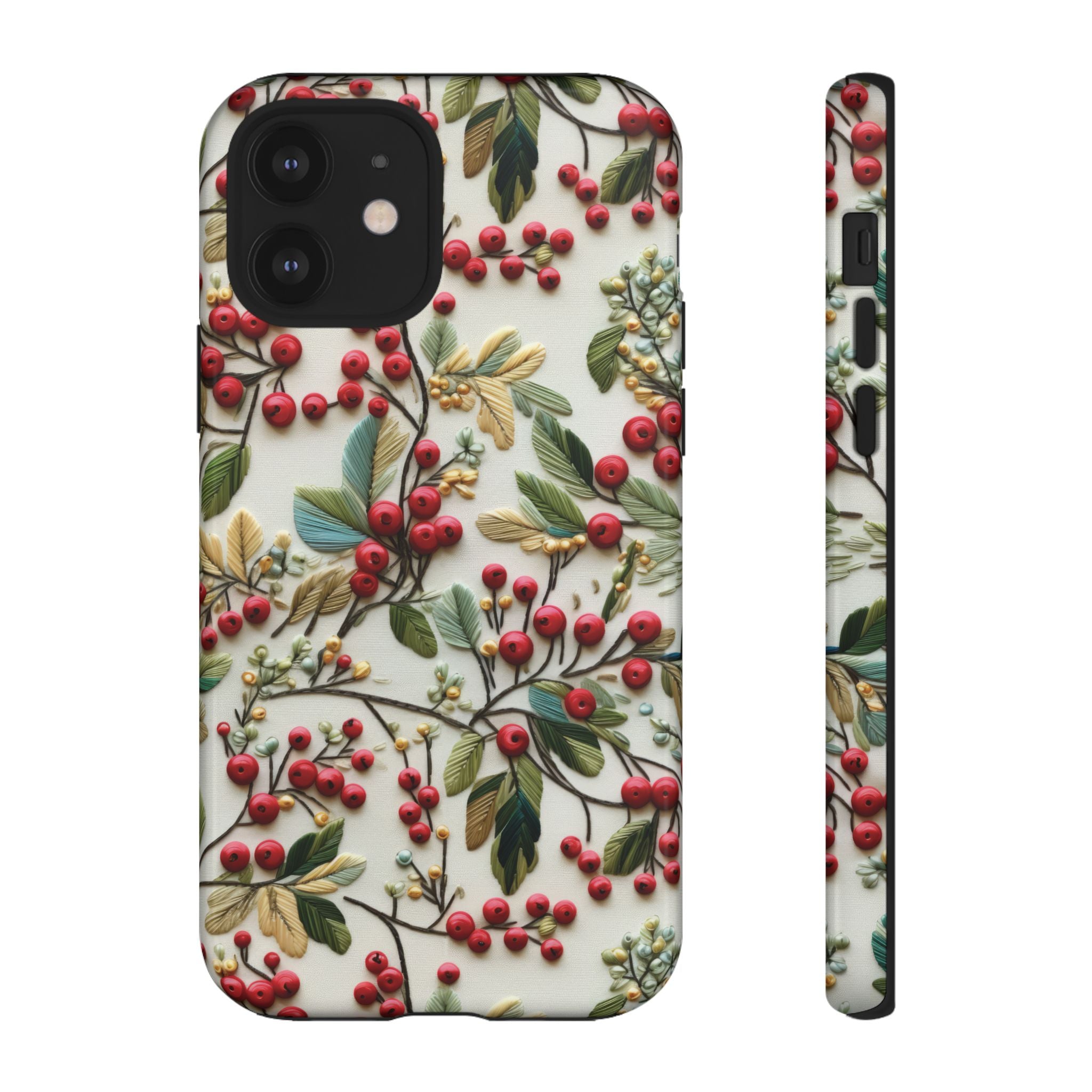 Holly Christmas Wildflowers Boho Chic Design Phone Case - Stylish, Protective Cover for All Models Gift for Mom Accessory Gift for Her