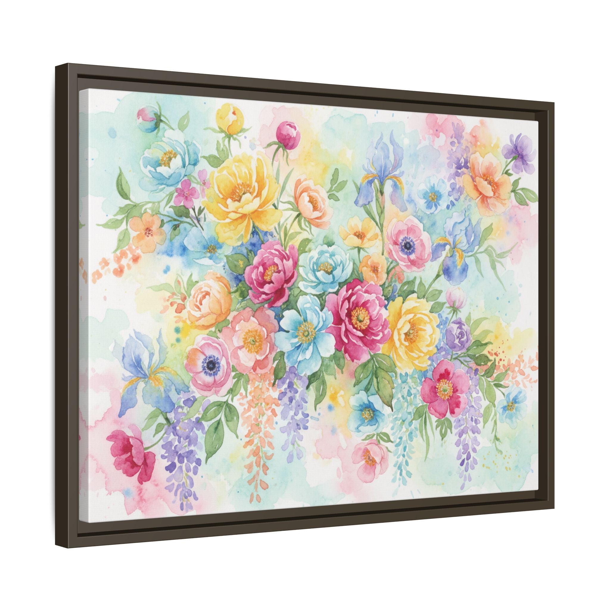 Toile Bouquet Floral Aquarelle, Art Mural Mat Encadré | Art Mural Multicolore