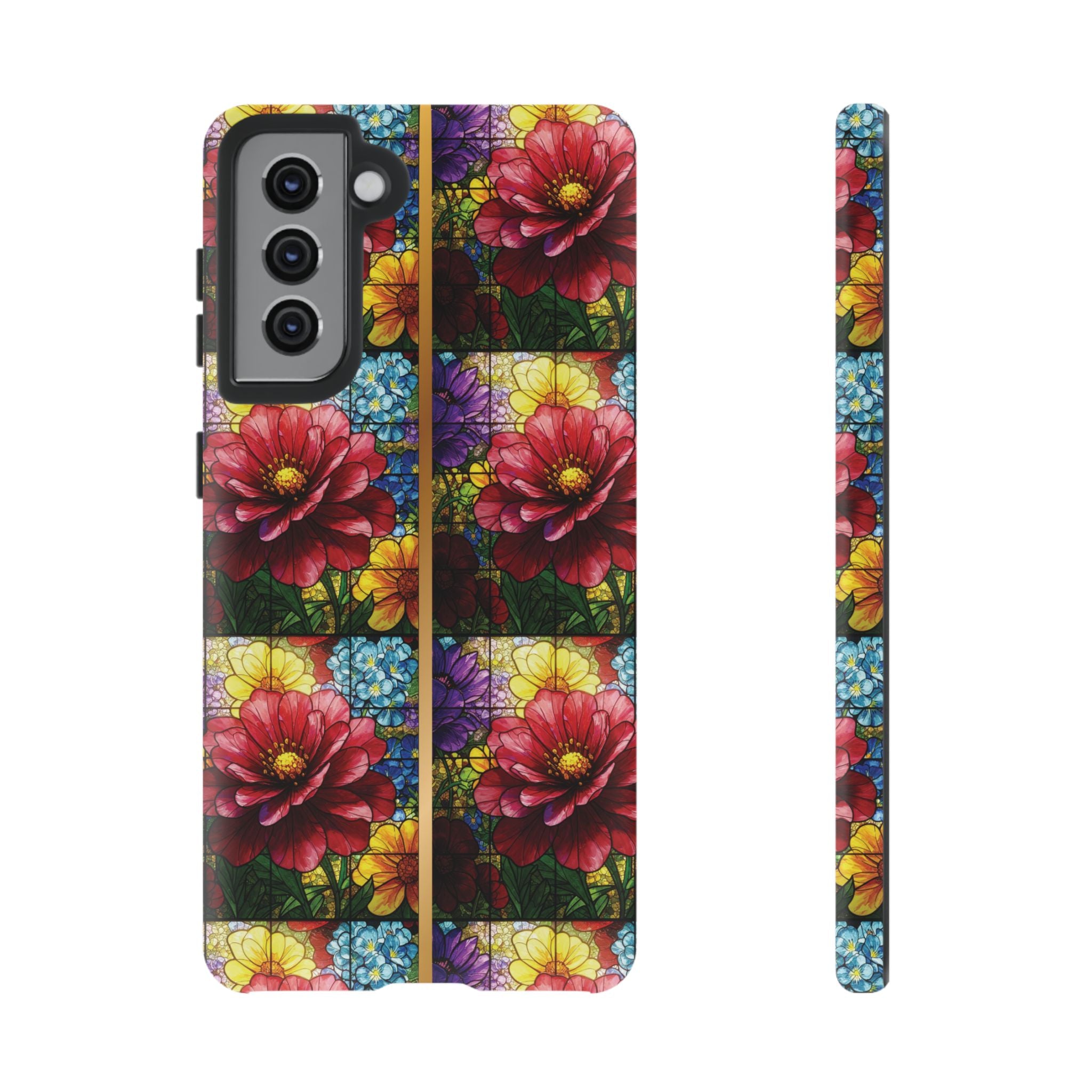 Stained Glass Illusion Floral Phone Case  3D Colorful Flower Design, Protective Christian Gift, Fits iPhone, Samsung, Google Pixel