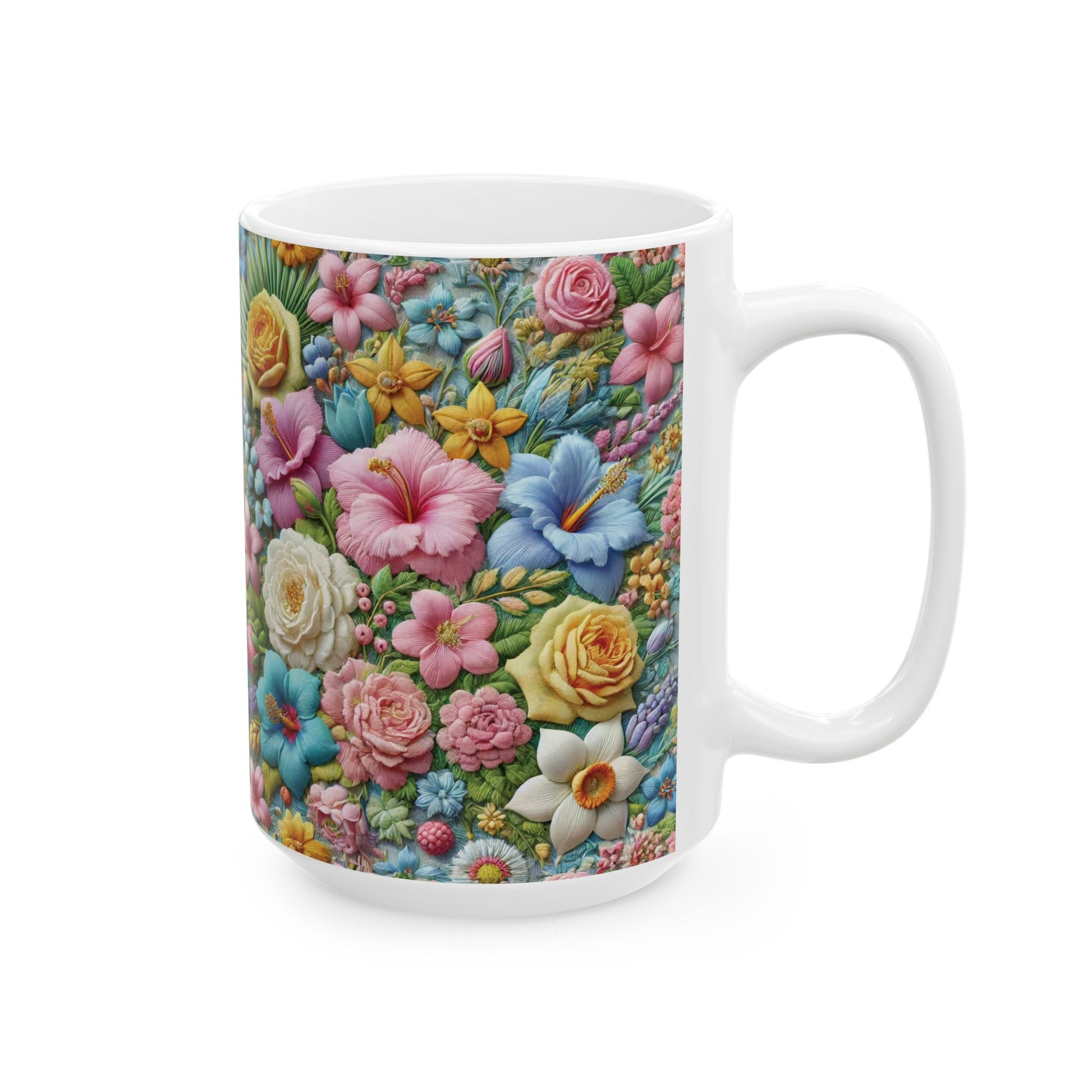 Pastel Floral Ceramic Mug – Elevate Your Sip with Spiritual Style, Available in 11oz & 15oz, Ideal for Coffee, Tea, or Hot Chocolate Moments That Inspire Gift for Mom - MRSBYVALLE