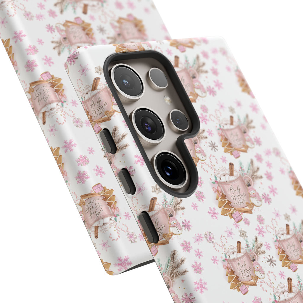 Baby it's Cold Outside Pink and White Phone Case Unique Holiday Protection for Your Device | Stylish & Durable Cover Gift for Her Phone 15, Samsung iPhone Samsung Accessory Gift for Her