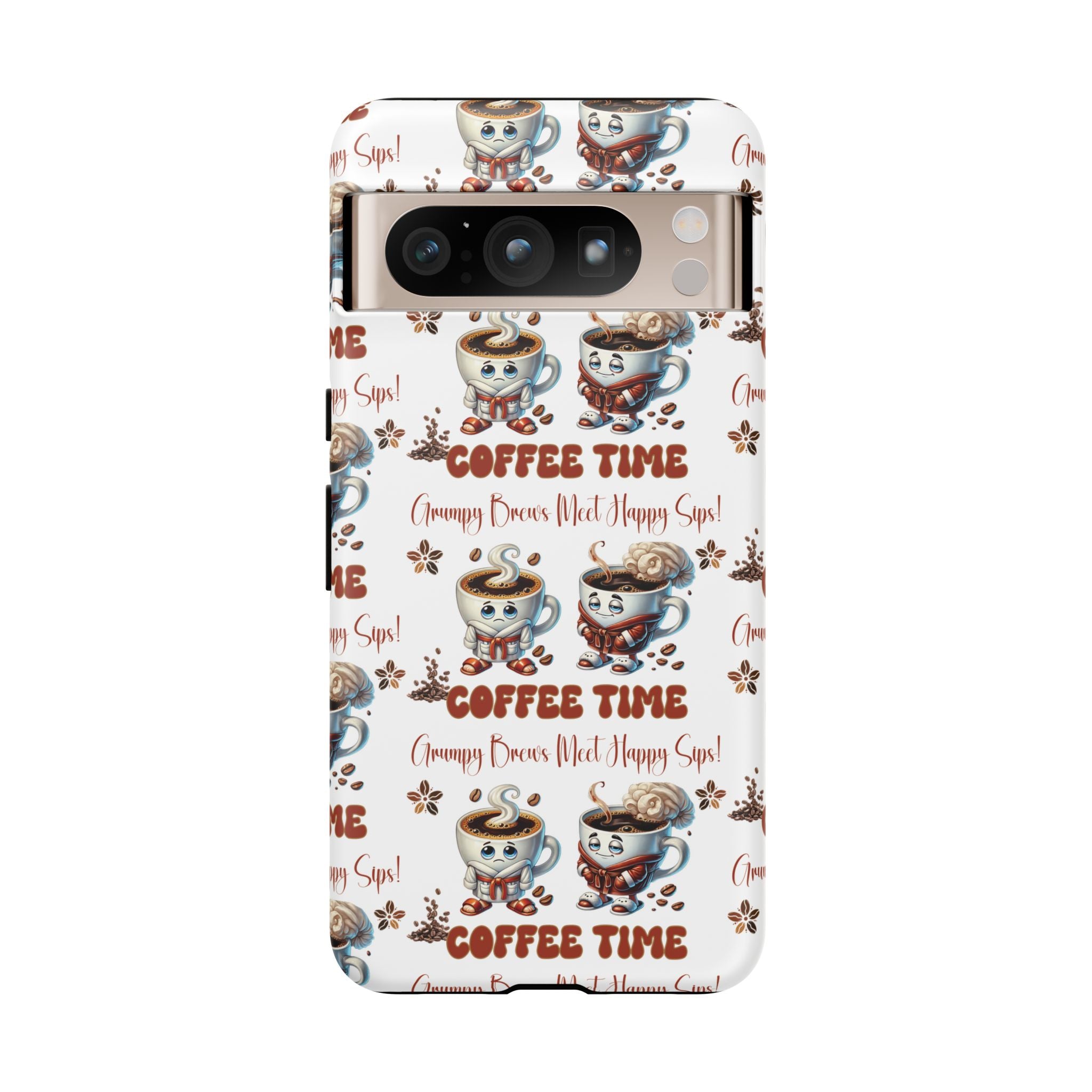 Grumpy Brews Meet Happy Sips Phone Case Compatible with iPhone, Samsung & Pixel | Fun, Durable Protection for Coffee Lovers | Unique Design, Shockproof & Scratch-Resistant Perfect for Coffee Lover - MRSBYVALLE