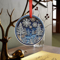 Elegant Navy Christmas Acrylic Ornament with Ribbon Perfect Holiday Decoration and Gift Durable Holiday Keepsake | Charming Winter Design | Ideal for Tree Trimming and Gift Giving - MRSBYVALLE