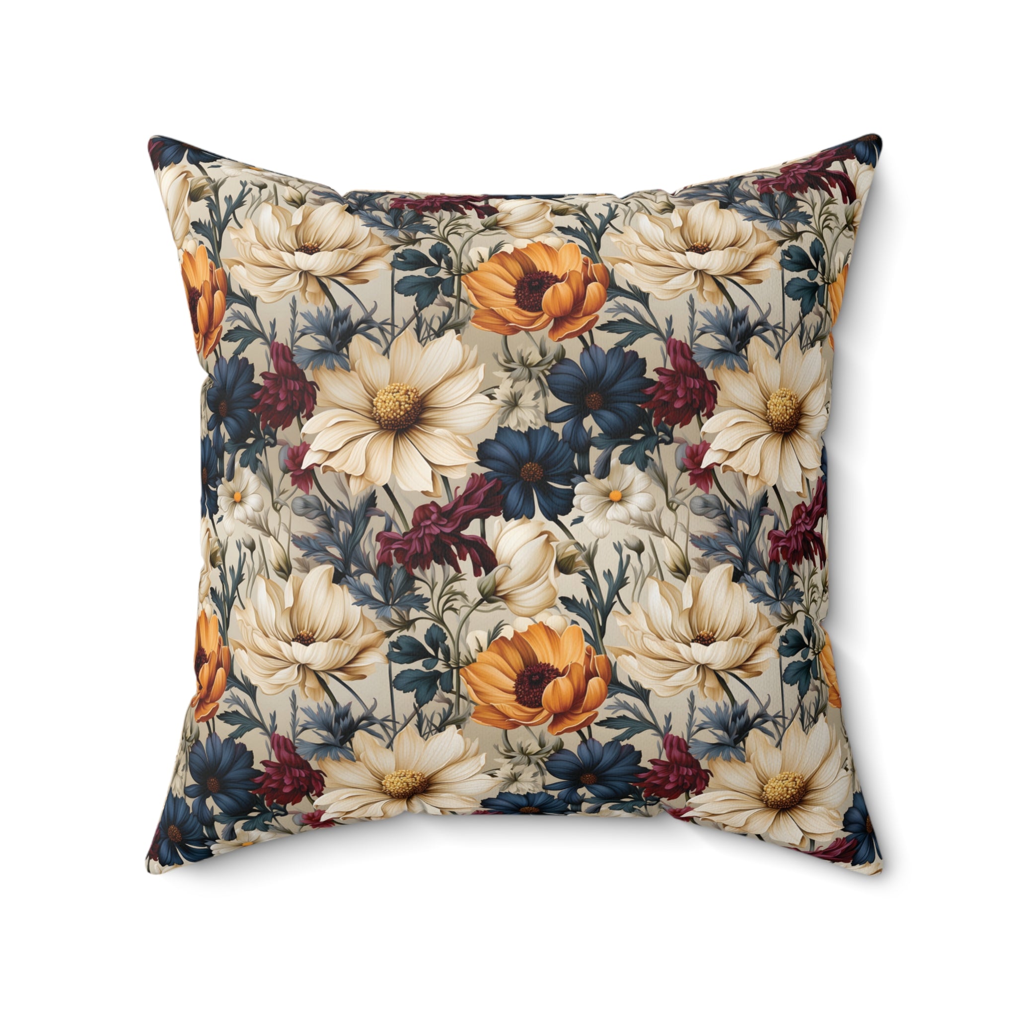 Boho Elegant Winter Floral Square Pillow Vibrant Floral Design Soft and Stylish Decorative Throw Pillow for Boho-Inspired Home Décor Bridal Shower - MRSBYVALLE