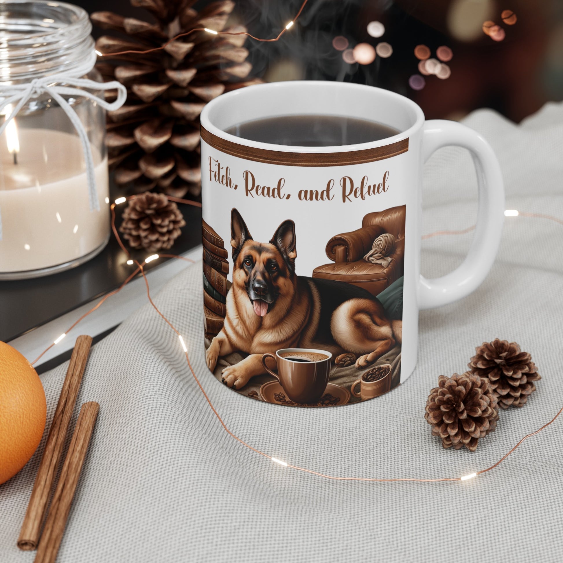 Fetch, Read, and Refuel Ceramic Coffee Mug Perfect for Dog Lovers and Book Enthusiasts | Available in 11 oz & 15 oz Ideal Gift for Cozy Coffee Moments - MRSBYVALLE