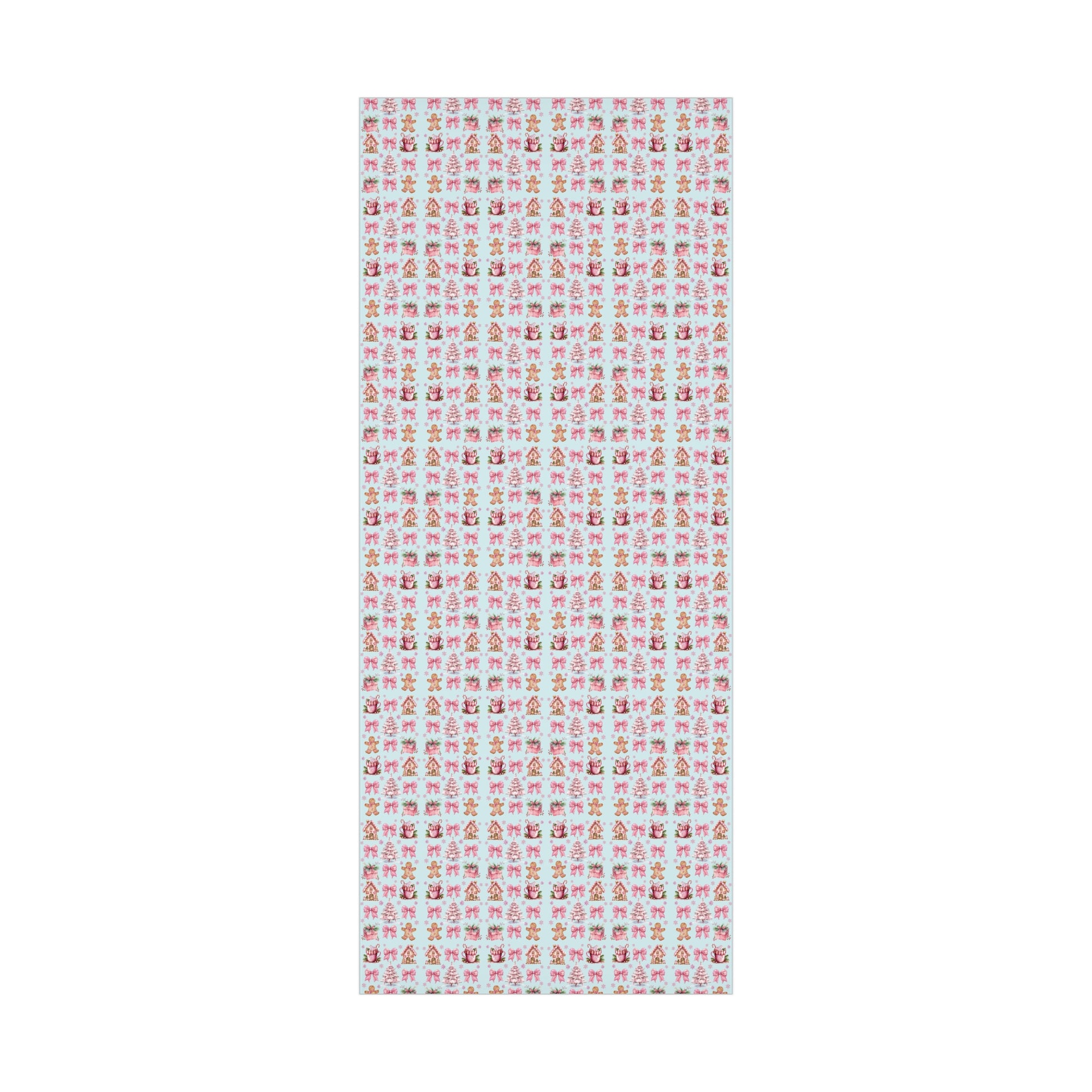 Coquette Pink Gingerbread House Man Wrapping Paper with Adorable Pink Bows Perfect for Whimsical Christmas Gift Wrap | Festive Holiday Present Wrapping Sheets - MRSBYVALLE