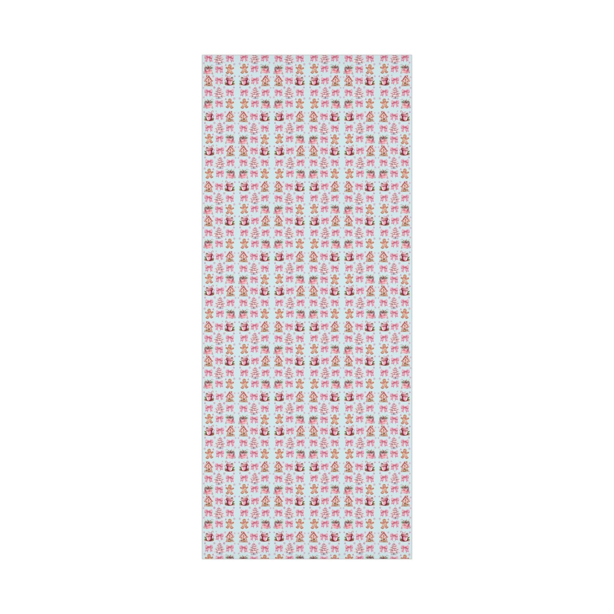 Coquette Pink Gingerbread House Man Wrapping Paper with Adorable Pink Bows Perfect for Whimsical Christmas Gift Wrap | Festive Holiday Present Wrapping Sheets - MRSBYVALLE