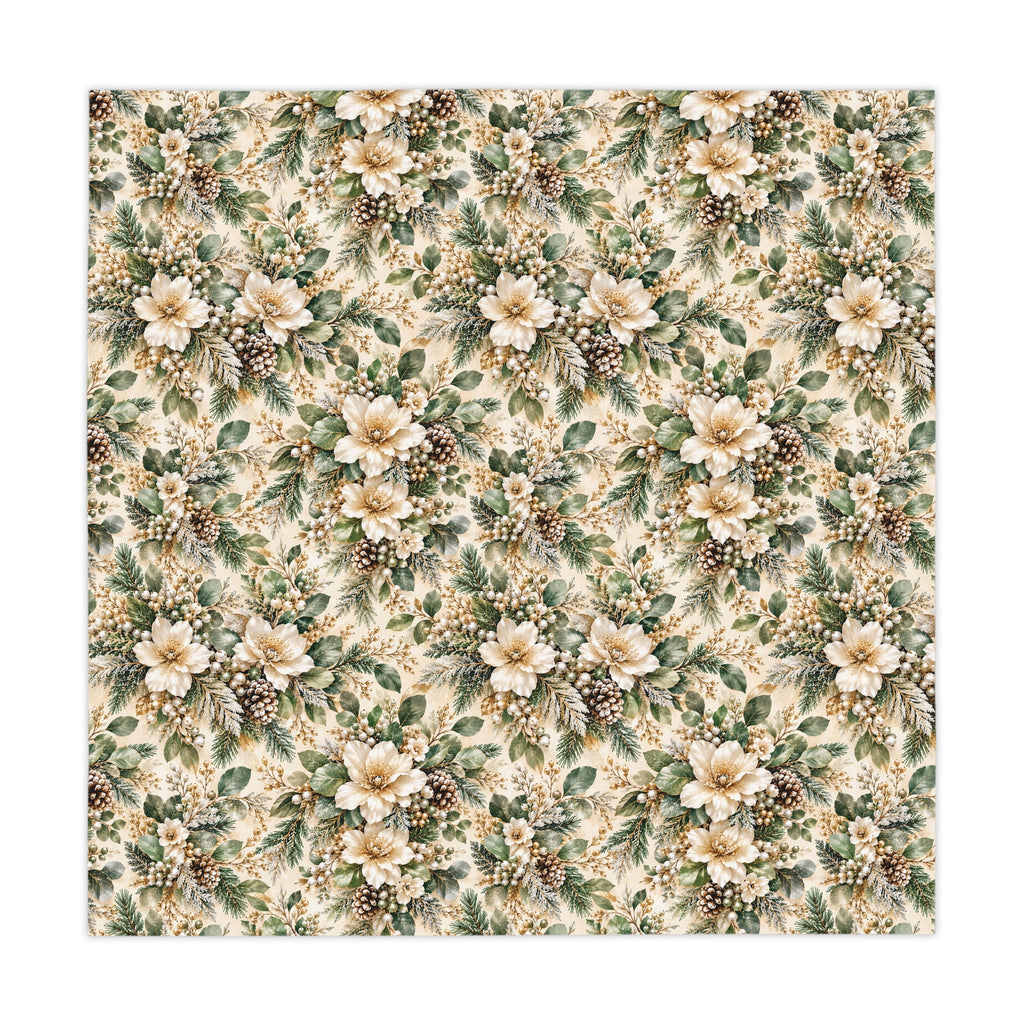 Sage Green & Champagne Floral Square Tablecloth
