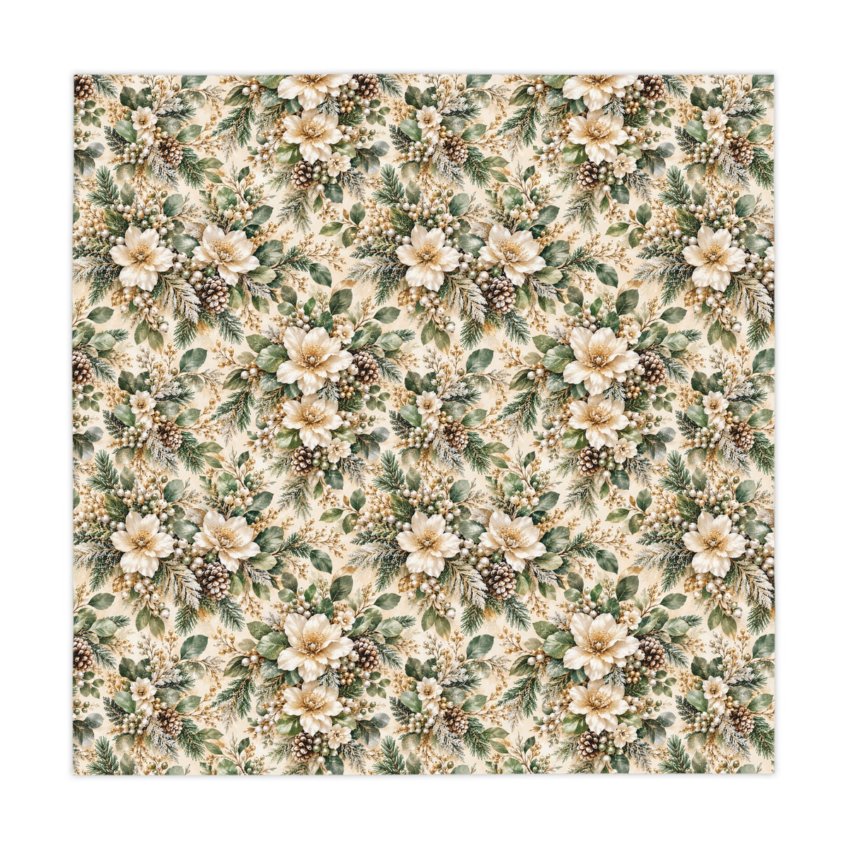 Sage Green & Champagne Floral Square Tablecloth