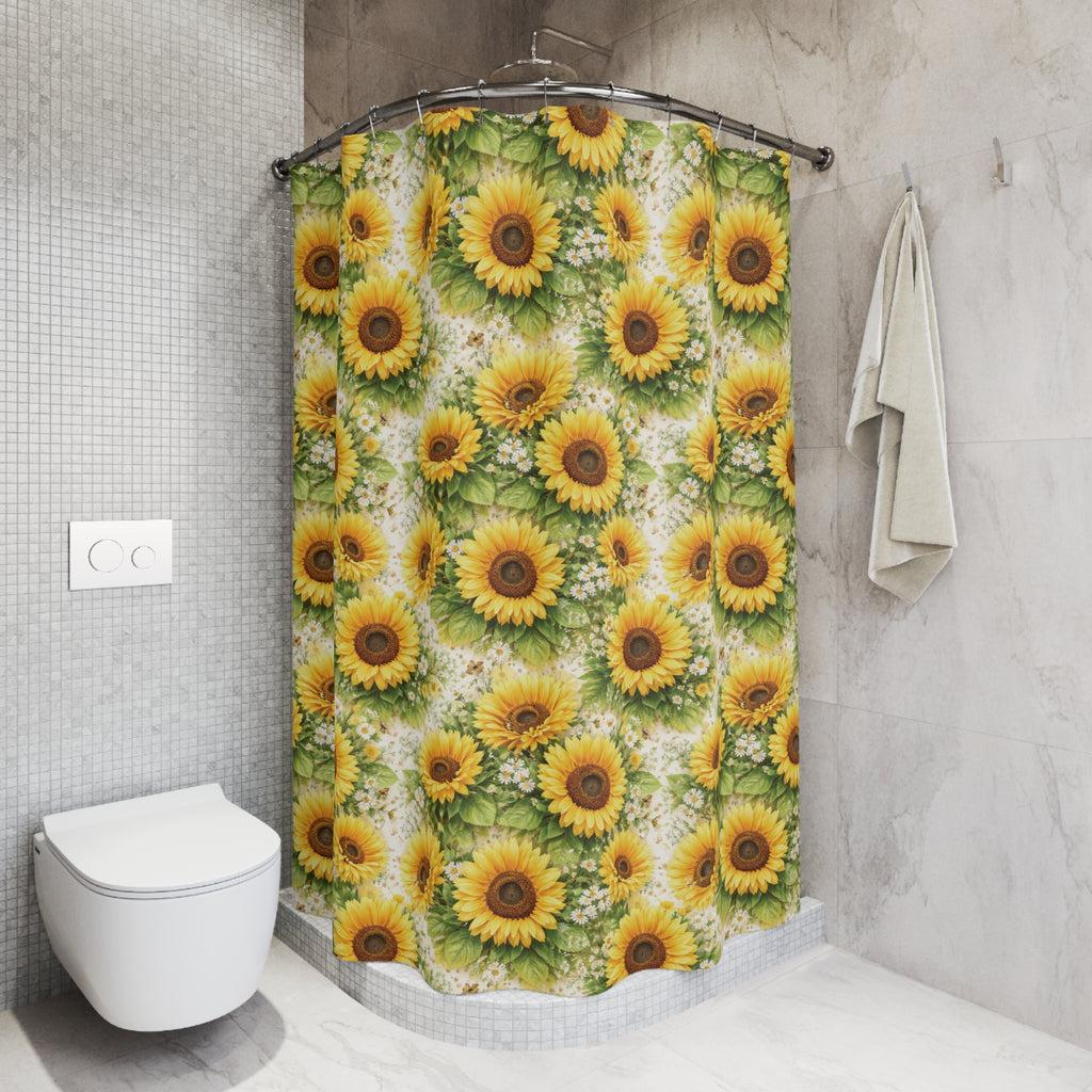 Sunny SunFlowers Shower Curtain — Bright Sunflower Bathroom Decor New House