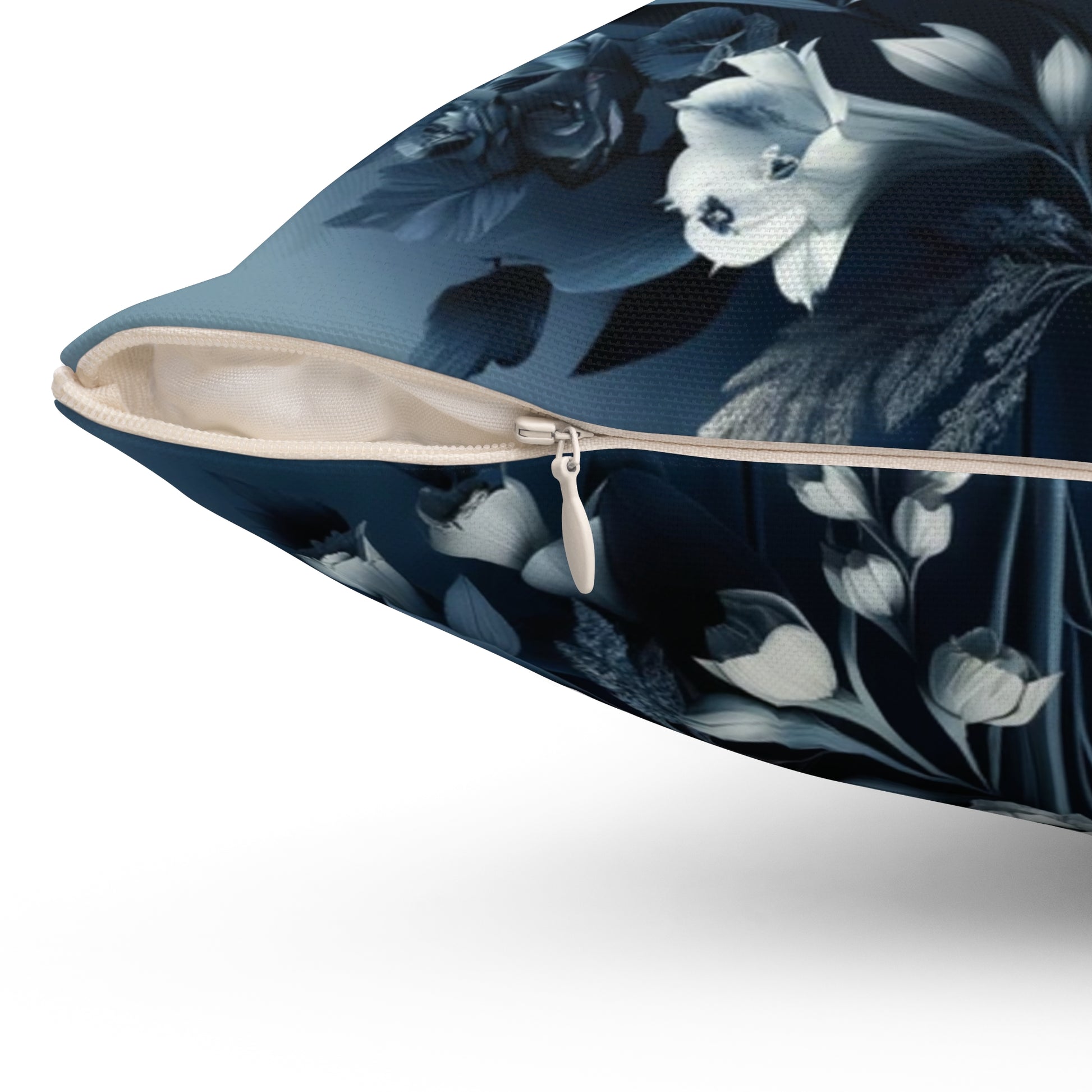 Navy 3D Floral Illusion Pillow Cover: Luxurious Square Cushion Case for Elegant Home Living Room Decor Enhancement Decor Comfort for Living Room, Bedroom or Housewarming Gift New House, Bridal Shower Gift.