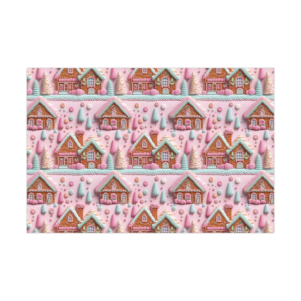 3D Clay Illusion Pink Gingerbread House Wrapping Paper Festive, Playful, and Perfect for Adding a Sweet Touch to Your Holiday Gifts Moms - MRSBYVALLE