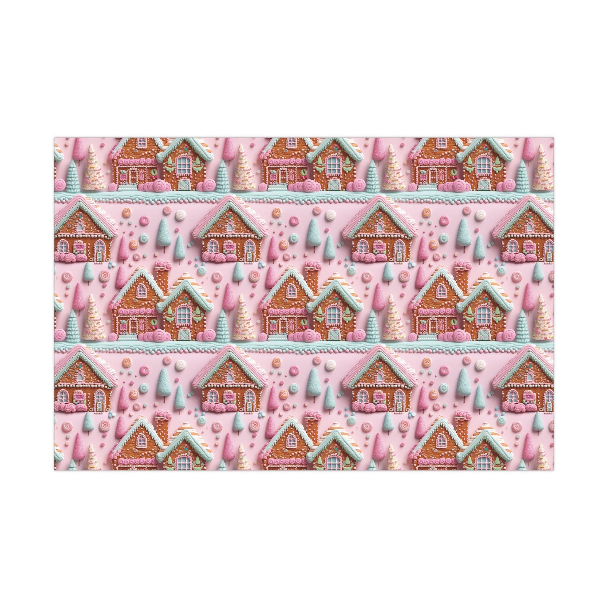3D Clay Illusion Pink Gingerbread House Wrapping Paper Festive, Playful, and Perfect for Adding a Sweet Touch to Your Holiday Gifts Moms - MRSBYVALLE