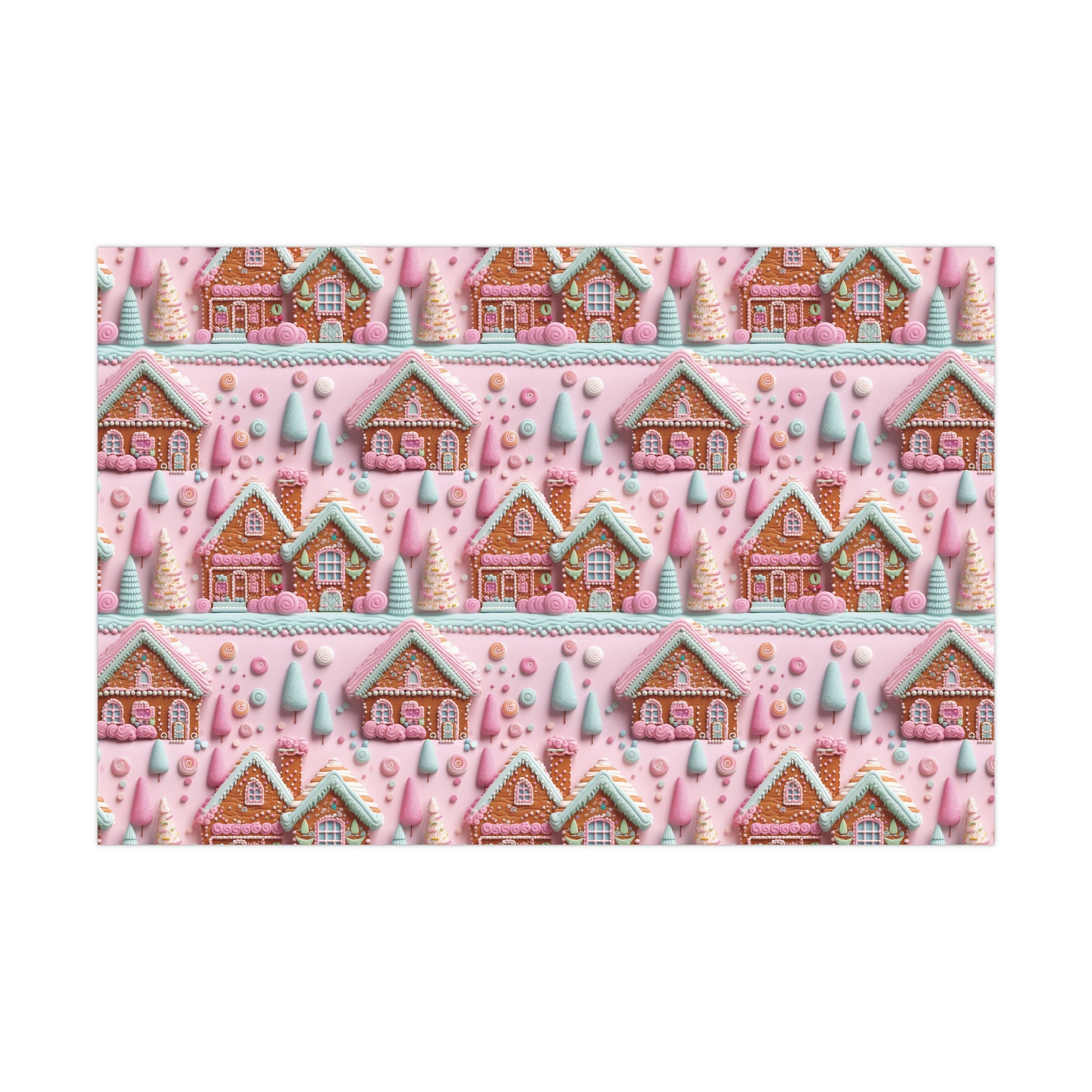 3D Clay Illusion Pink Gingerbread House Wrapping Paper Festive, Playful, and Perfect for Adding a Sweet Touch to Your Holiday Gifts Moms - MRSBYVALLE