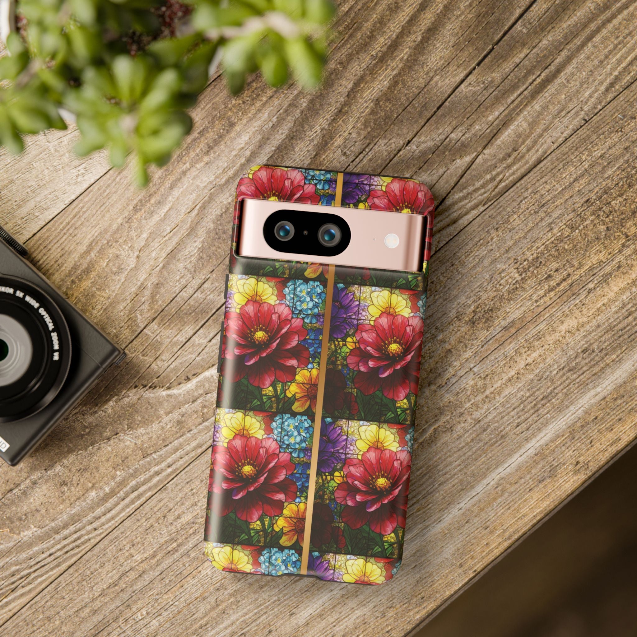 Stained Glass Illusion Floral Phone Case  3D Colorful Flower Design, Protective Christian Gift, Fits iPhone, Samsung, Google Pixel