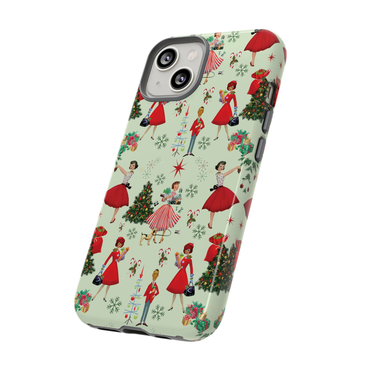 1950s Vintage Phone Case - Retro Christmas Design | Unique Holiday Protection for Your Device | Stylish & Durable Cover Gift for Her Phone 15, Samsung iPhone Samsung Accessory Gift for Her