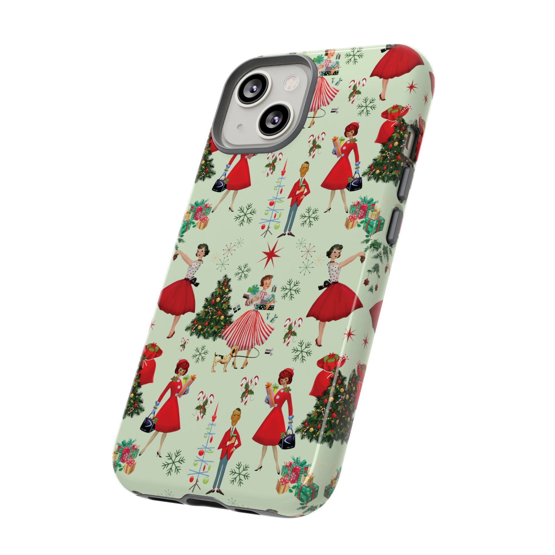 1950s Vintage Phone Case - Retro Christmas Design | Unique Holiday Protection for Your Device | Stylish & Durable Cover Gift for Her Phone 15, Samsung iPhone Samsung Accessory Gift for Her